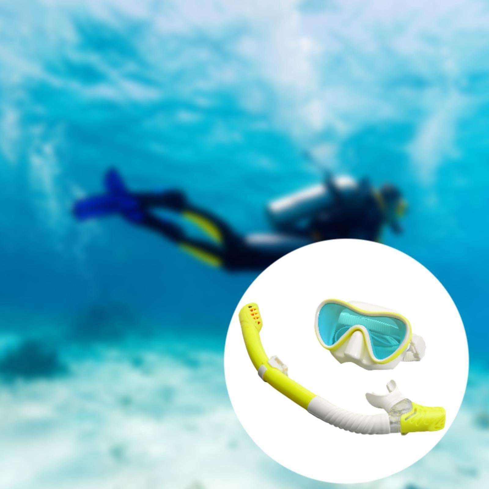 Snorkel Set Scuba Diving Mask Anti Fog for Scuba Diving Freediving Men Women Yellow White