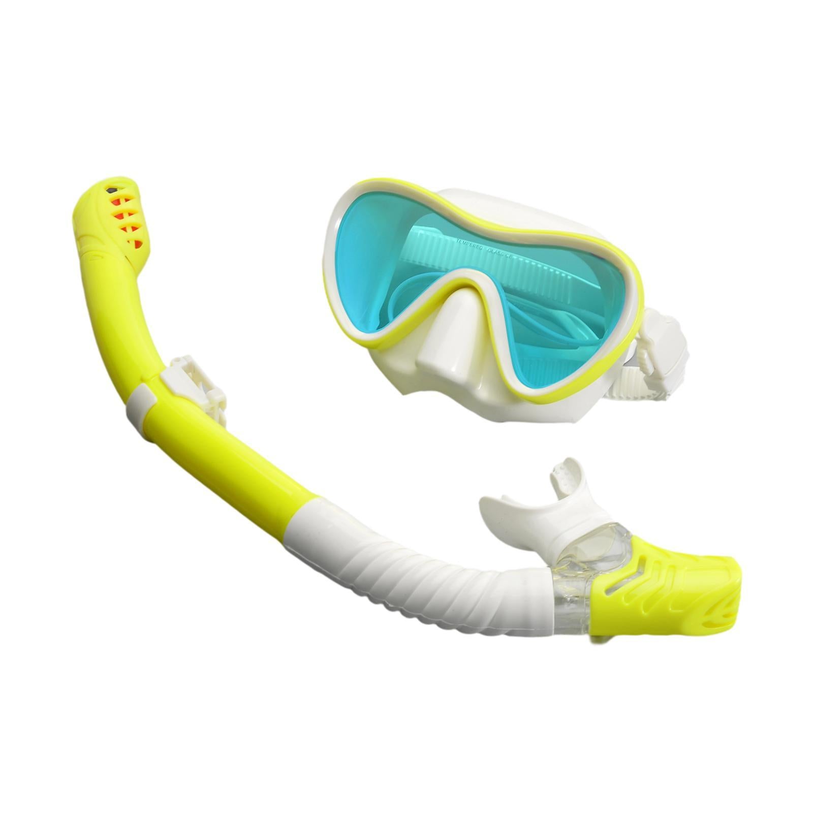 Snorkel Set Scuba Diving Mask Anti Fog for Scuba Diving Freediving Men Women Yellow White