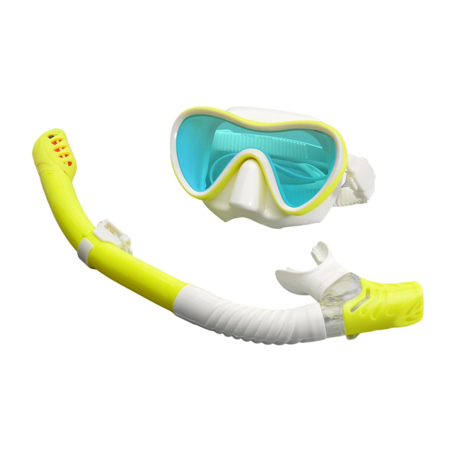 Snorkel Set Scuba Diving Mask Anti Fog for Scuba Diving Freediving Men Women Yellow White