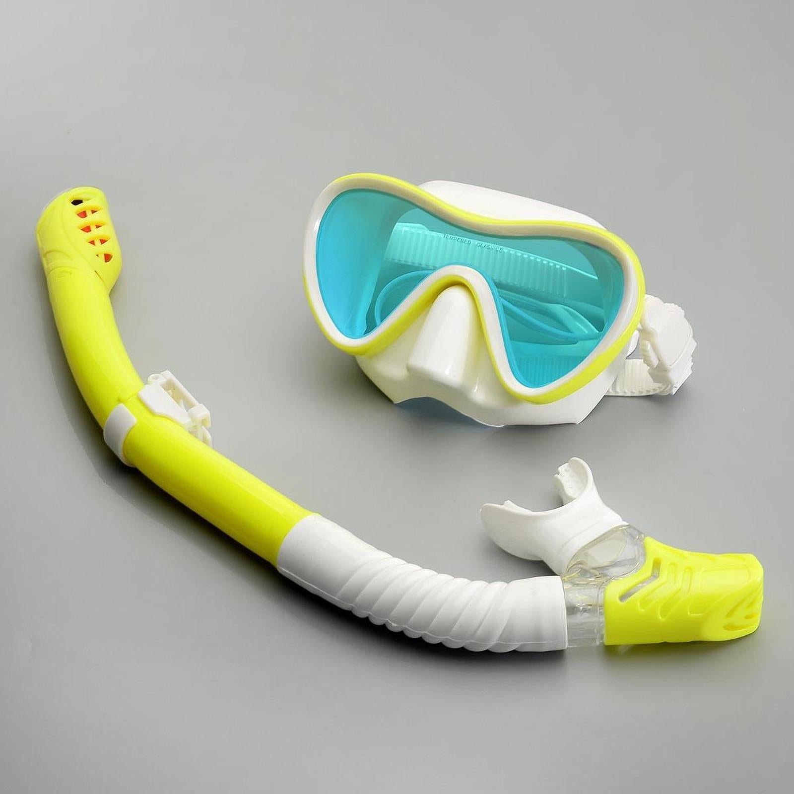 Snorkel Set Scuba Diving Mask Anti Fog for Scuba Diving Freediving Men Women Yellow White