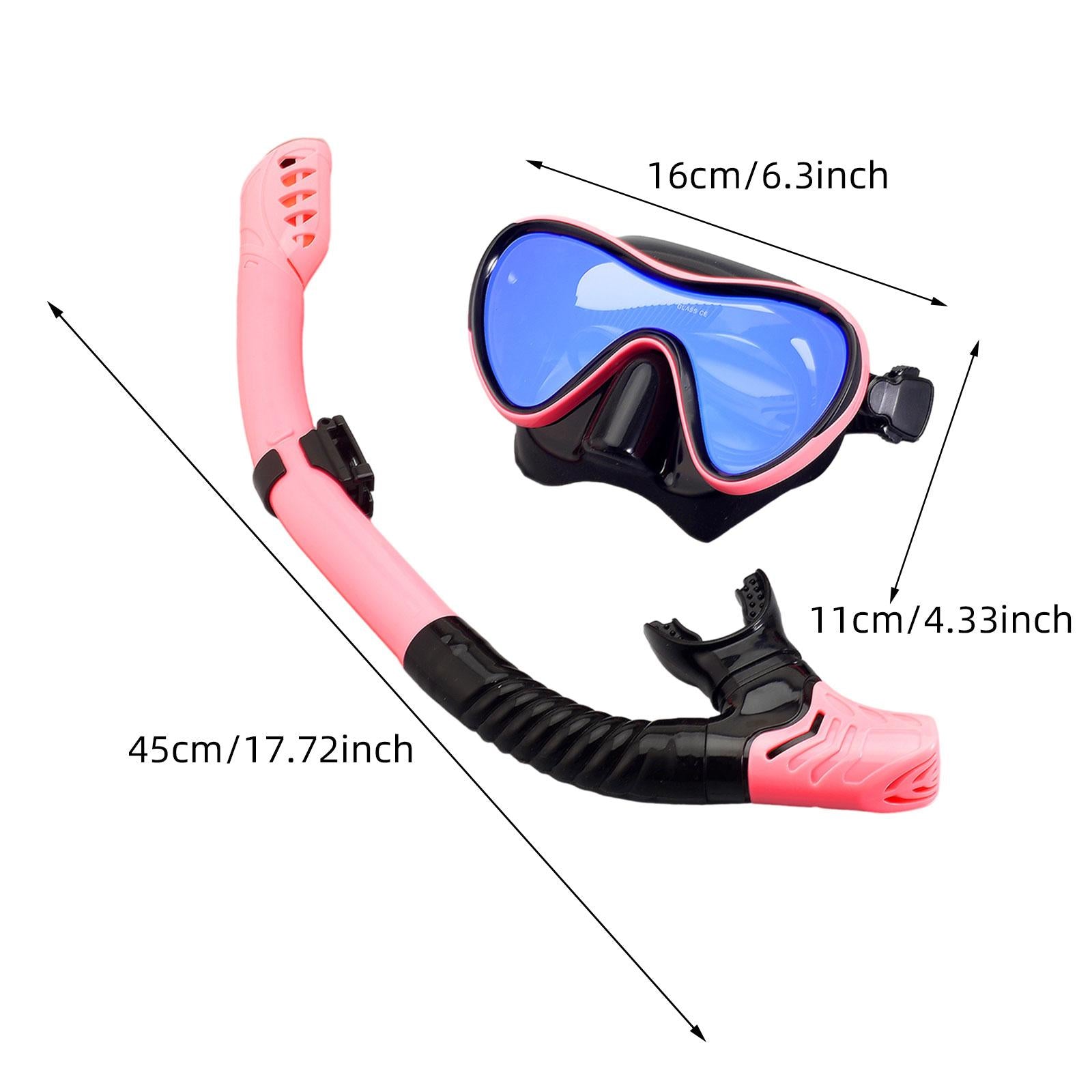 Snorkel Set Diving Mask Snorkeling Gear for Underwater Swimming Scuba Diving Blue Pink Black