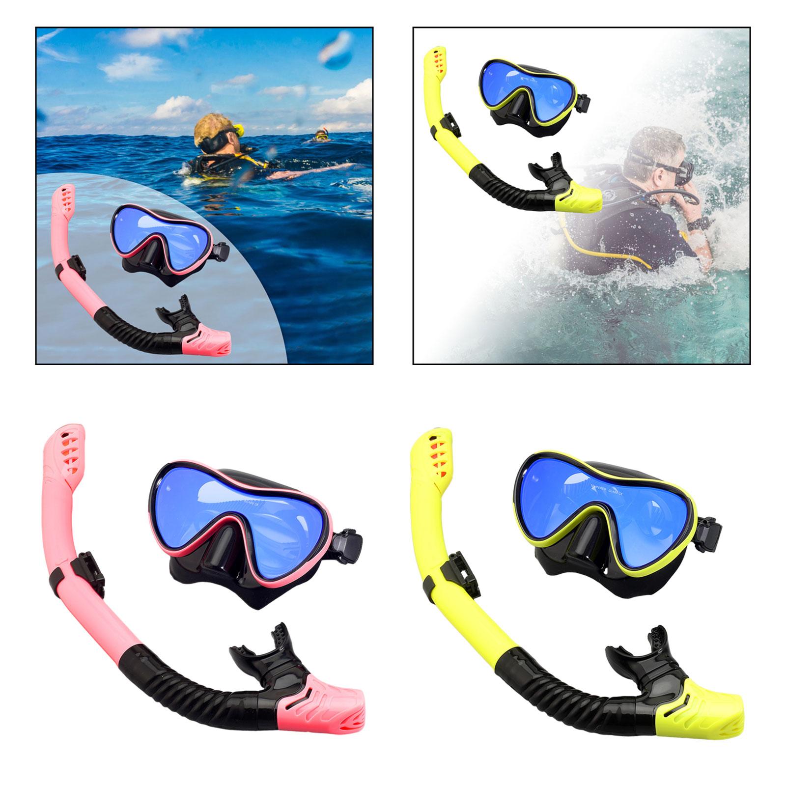 Snorkel Set Diving Mask Snorkeling Gear for Underwater Swimming Scuba Diving Blue Pink Black