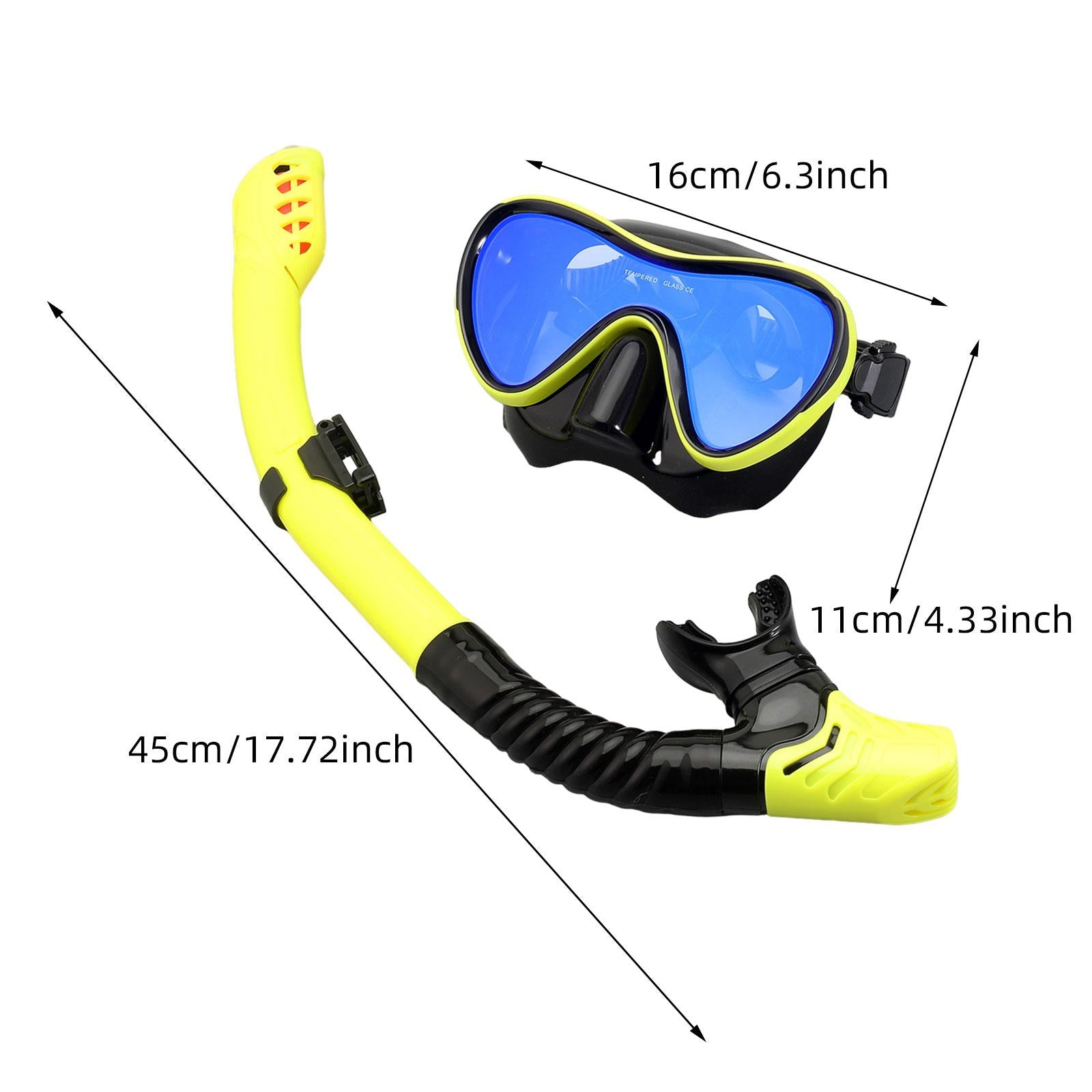 Snorkel Set Diving Mask Snorkeling Gear for Underwater Swimming Scuba Diving Blue Yellow Black