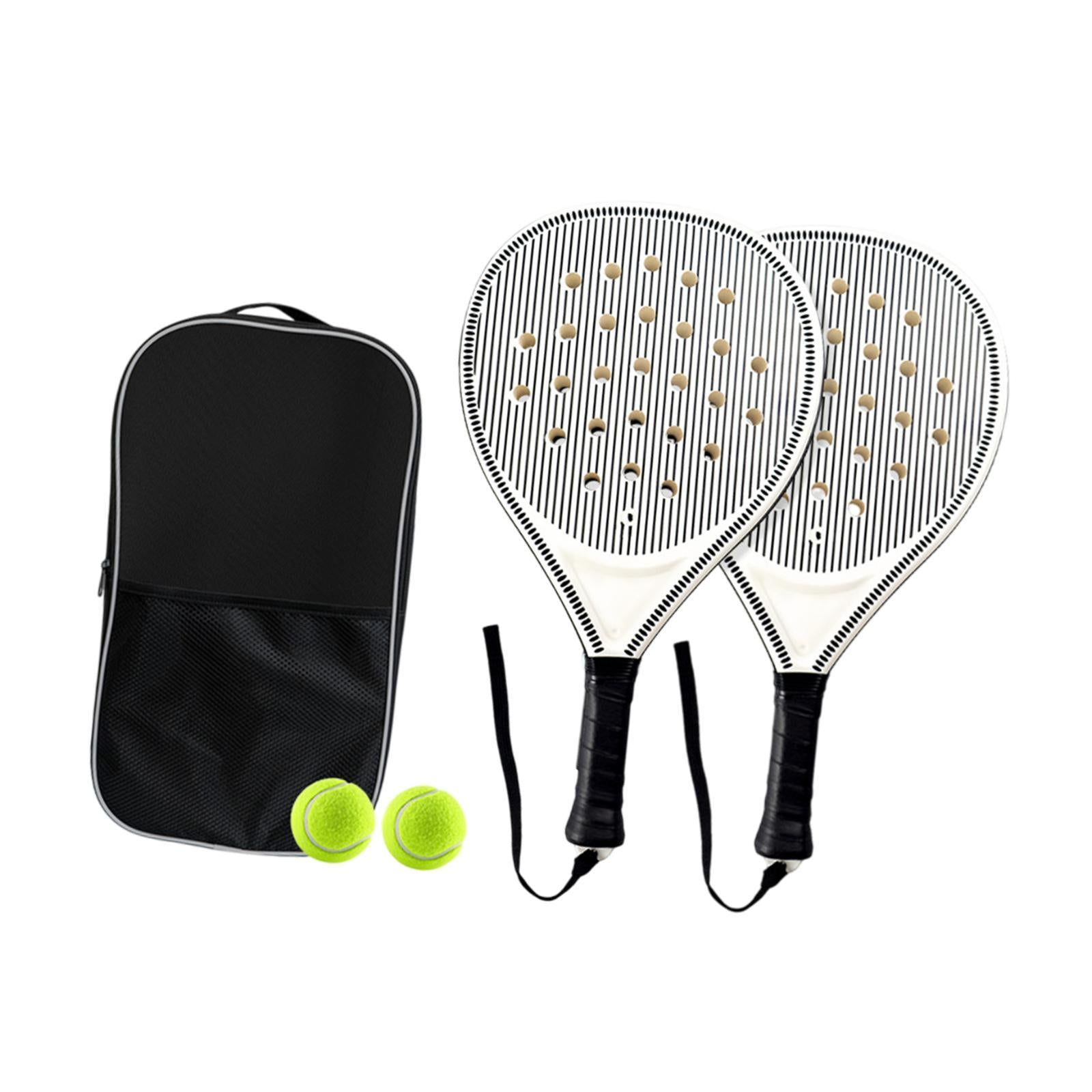 Outdoor Paddle Tennis Racquet Beach Tennis Padel Racket for Beginners Adults 2 Rackets w Ball Bag