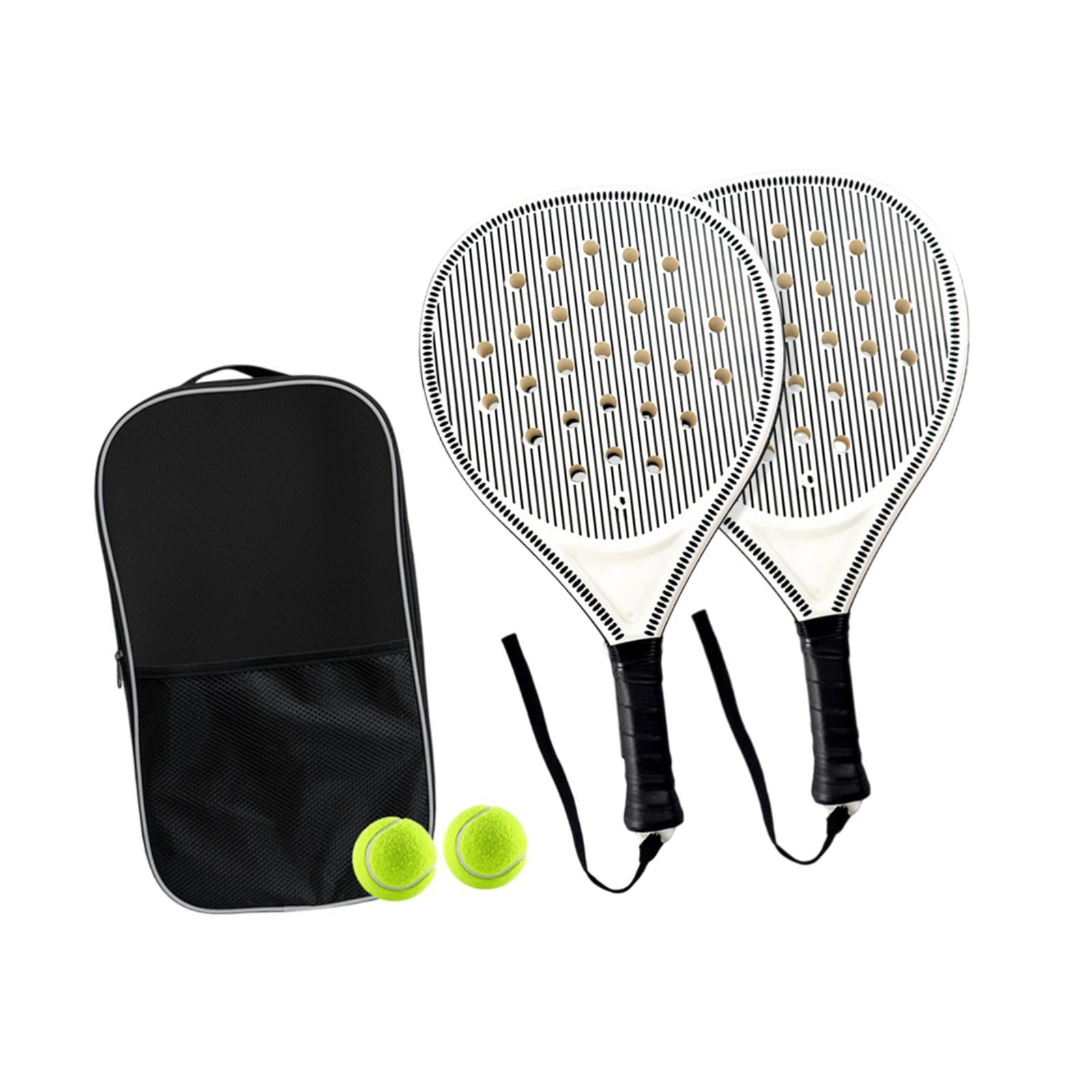 Outdoor Paddle Tennis Racquet Beach Tennis Padel Racket for Beginners Adults 2 Rackets w Ball Bag