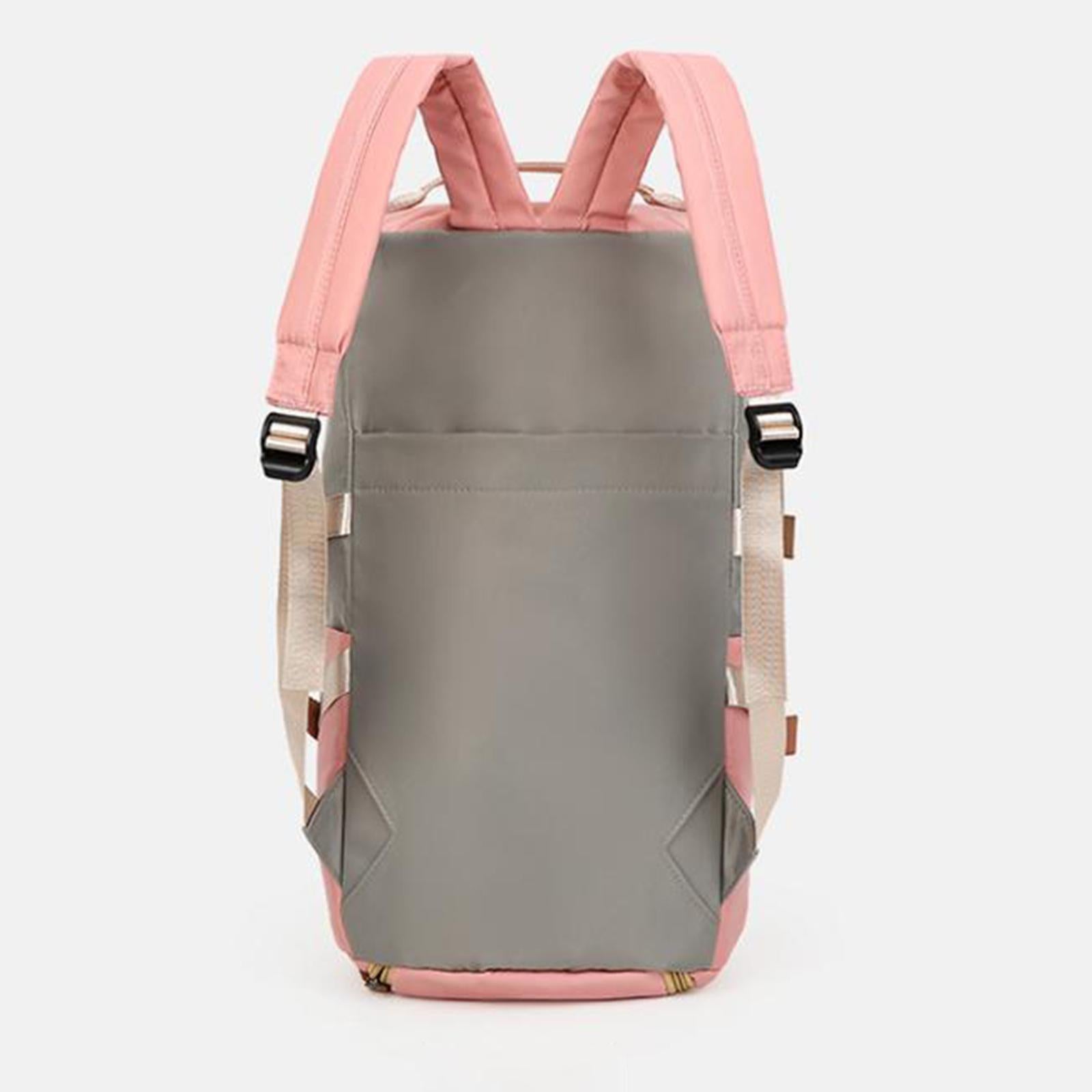Travel Duffle Bag Water Resistant Sports Backpack for Weekend Traveling Yoga Pink Gray