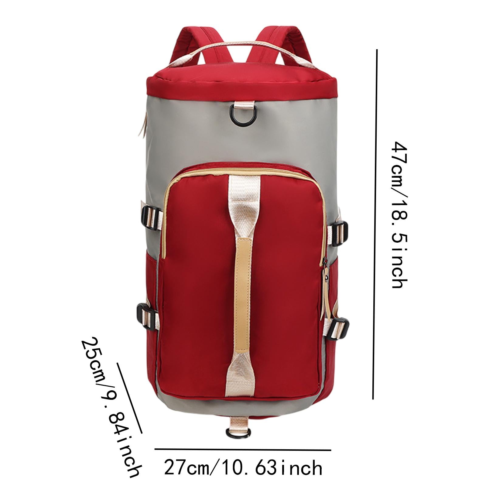 Travel Duffle Bag Water Resistant Sports Backpack for Weekend Traveling Yoga Red