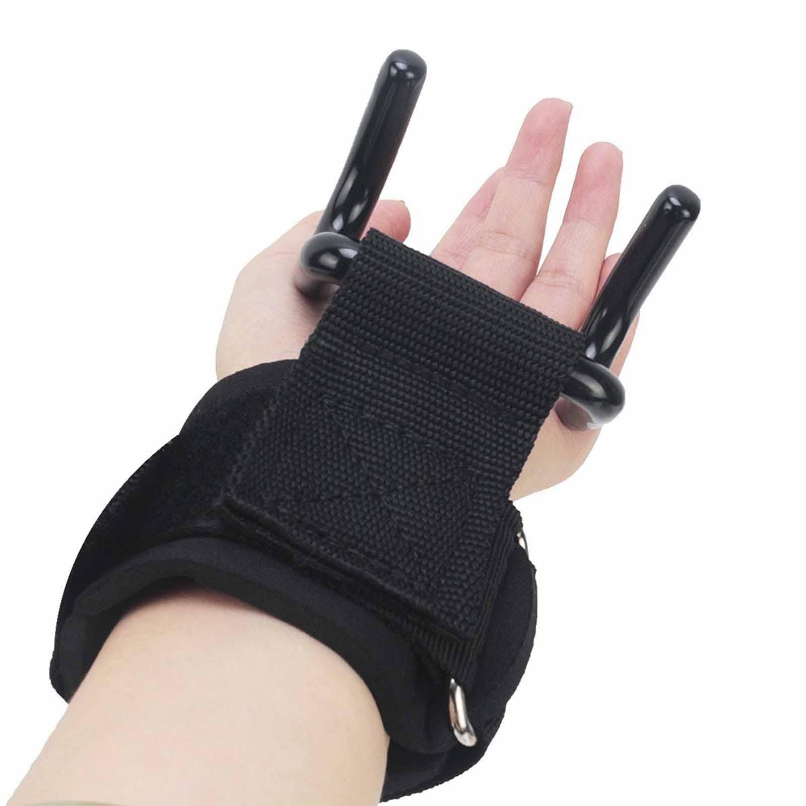 2Pcs Weight Lifting Hook Sturdy Gym Glove for Fitness Exercise Weightlifting 82x65mm Black