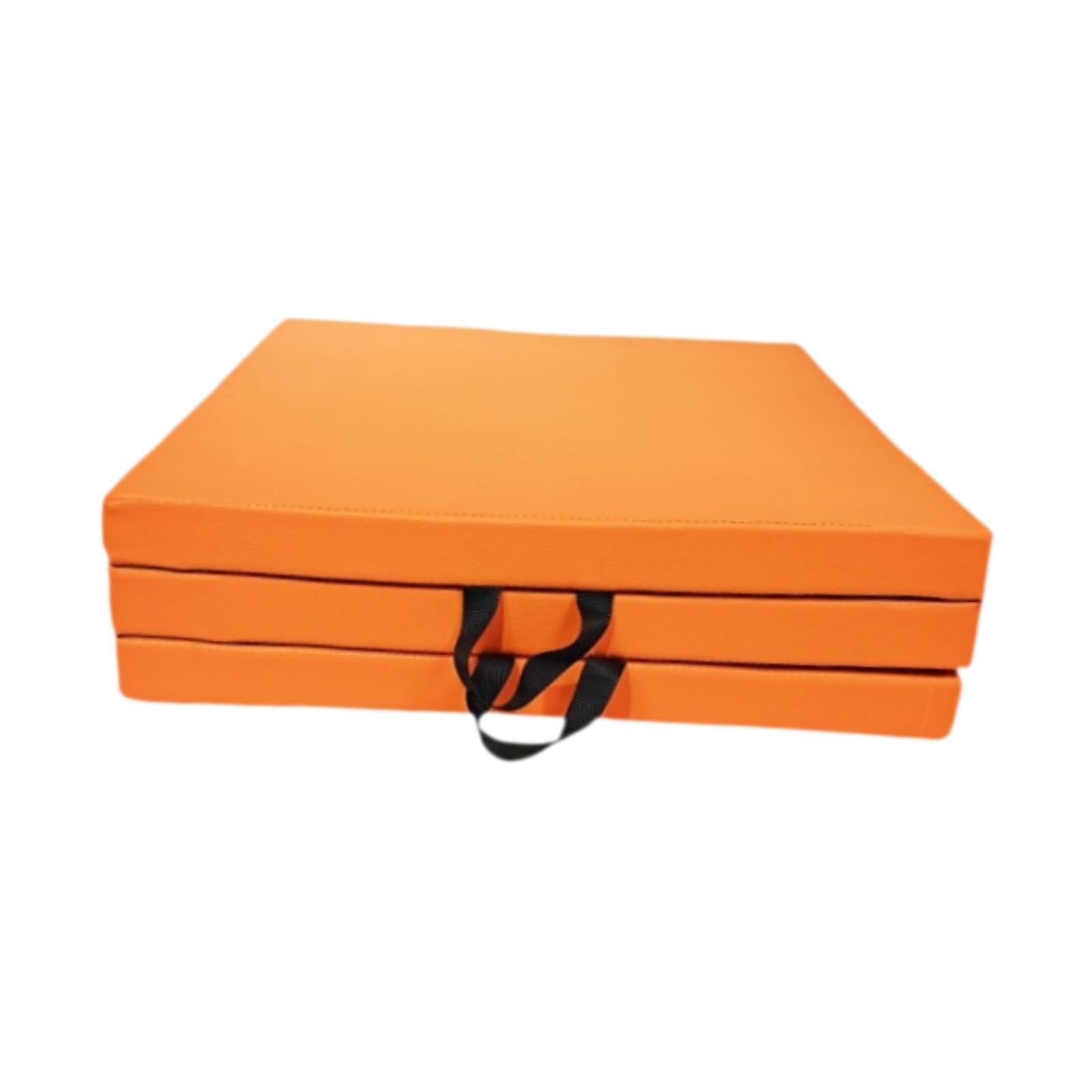 Three Fold Folding Exercise Mat Nonslip Easy to Carry Gymnastics Balance Mat Orange
