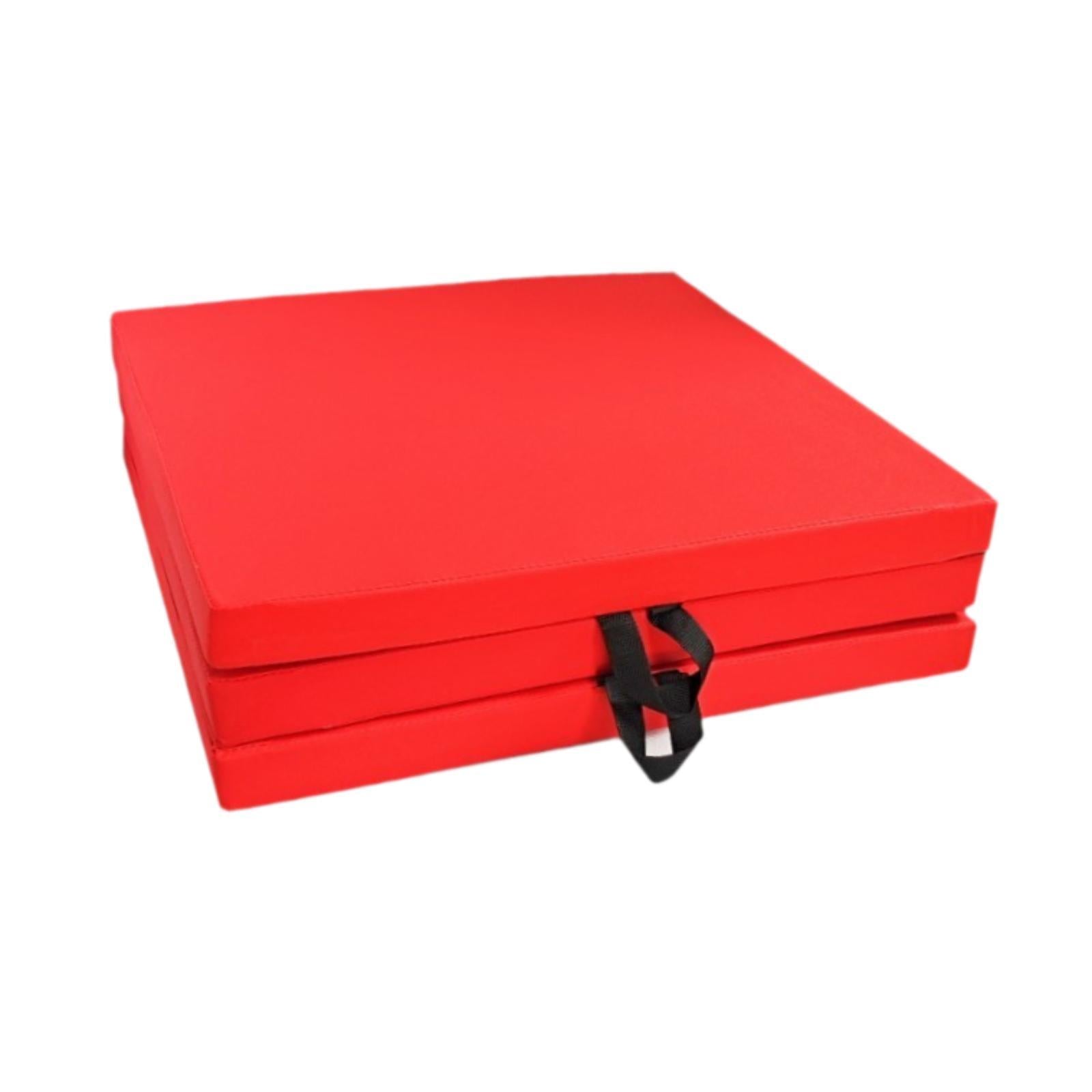 Three Fold Folding Exercise Mat Nonslip Easy to Carry Gymnastics Balance Mat Red