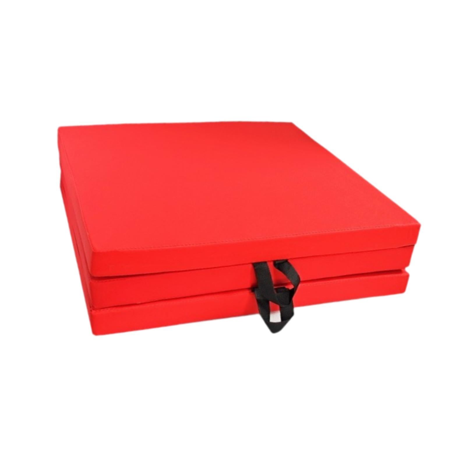 Three Fold Folding Exercise Mat Nonslip Easy to Carry Gymnastics Balance Mat Red