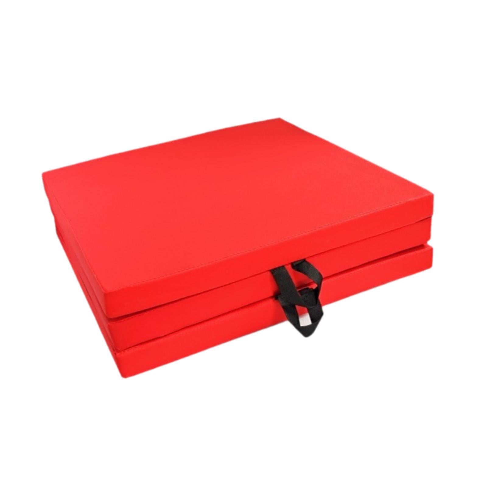 Three Fold Folding Exercise Mat Nonslip Easy to Carry Gymnastics Balance Mat Red