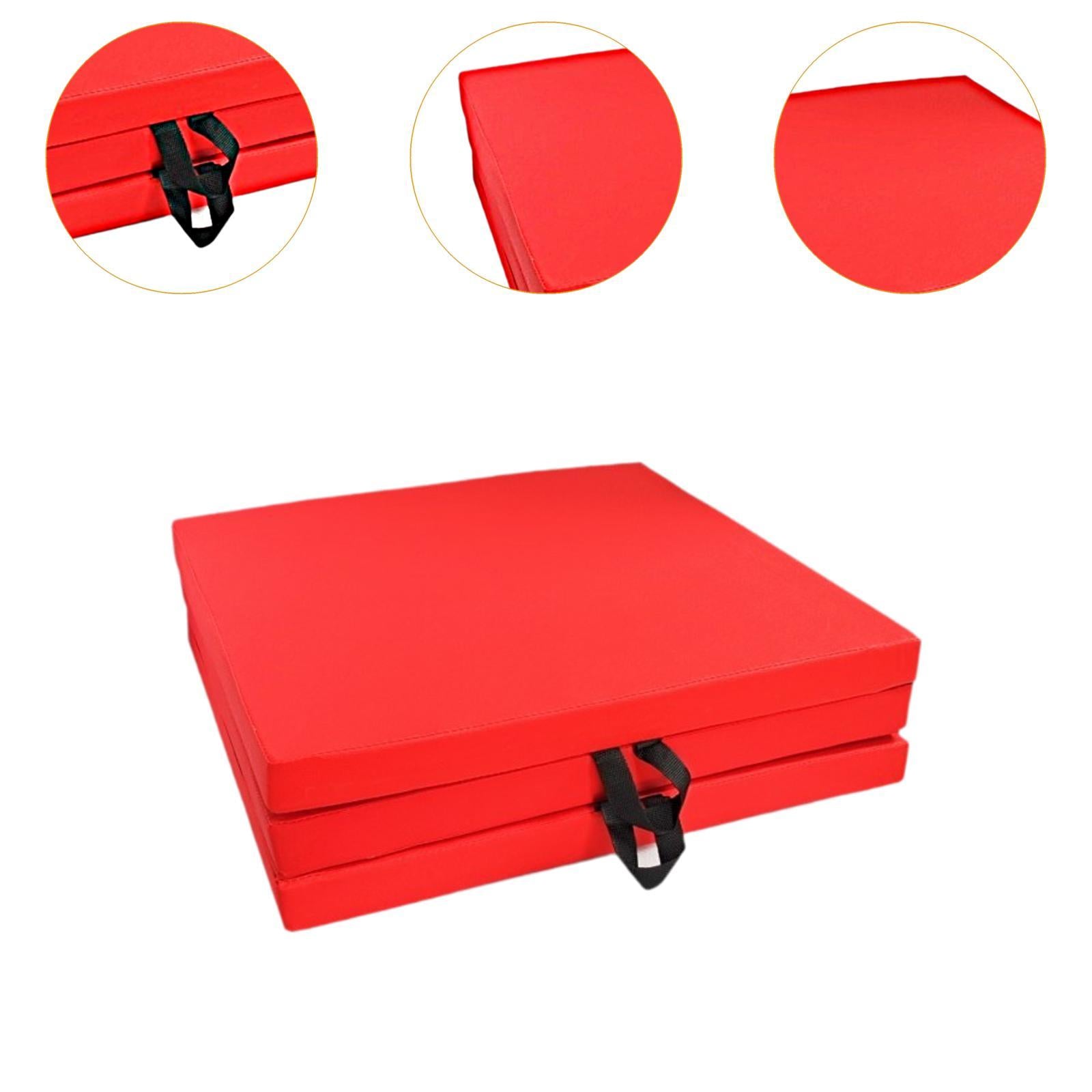 Three Fold Folding Exercise Mat Nonslip Easy to Carry Gymnastics Balance Mat Red