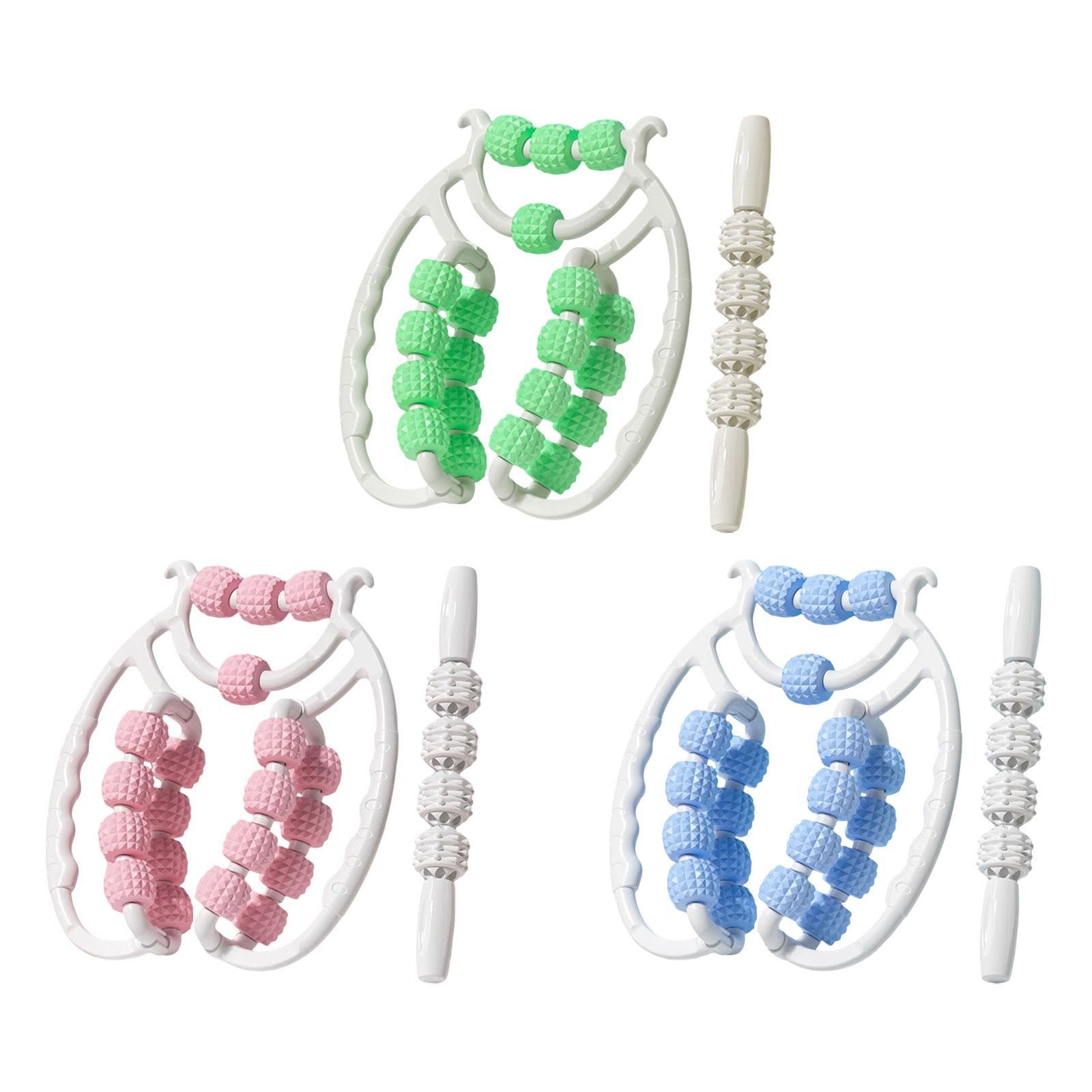 20 Wheels Massage Roller Travel Ergonomic Roller Massager for Arms Calf Hand Green