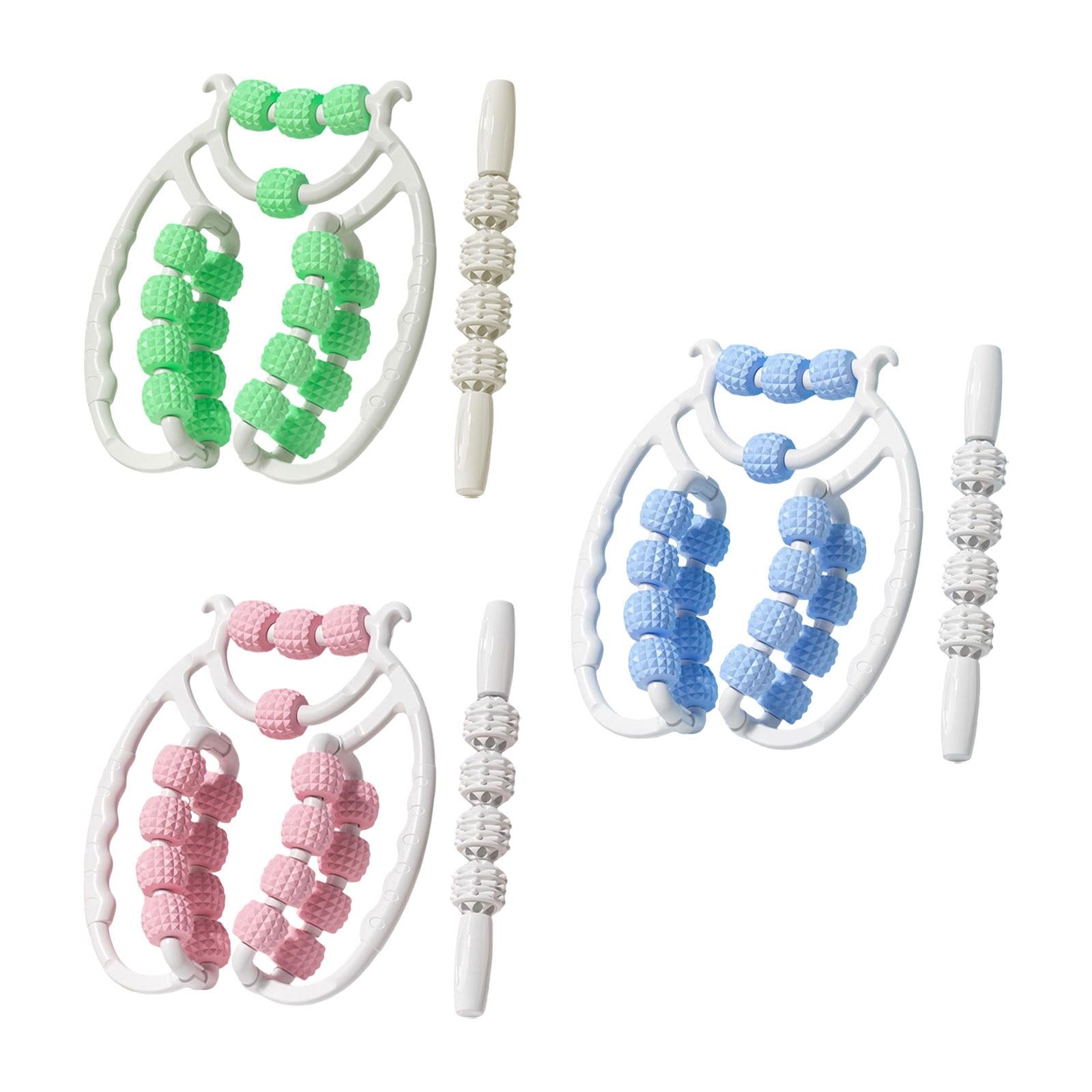 20 Wheels Massage Roller Travel Ergonomic Roller Massager for Arms Calf Hand Green