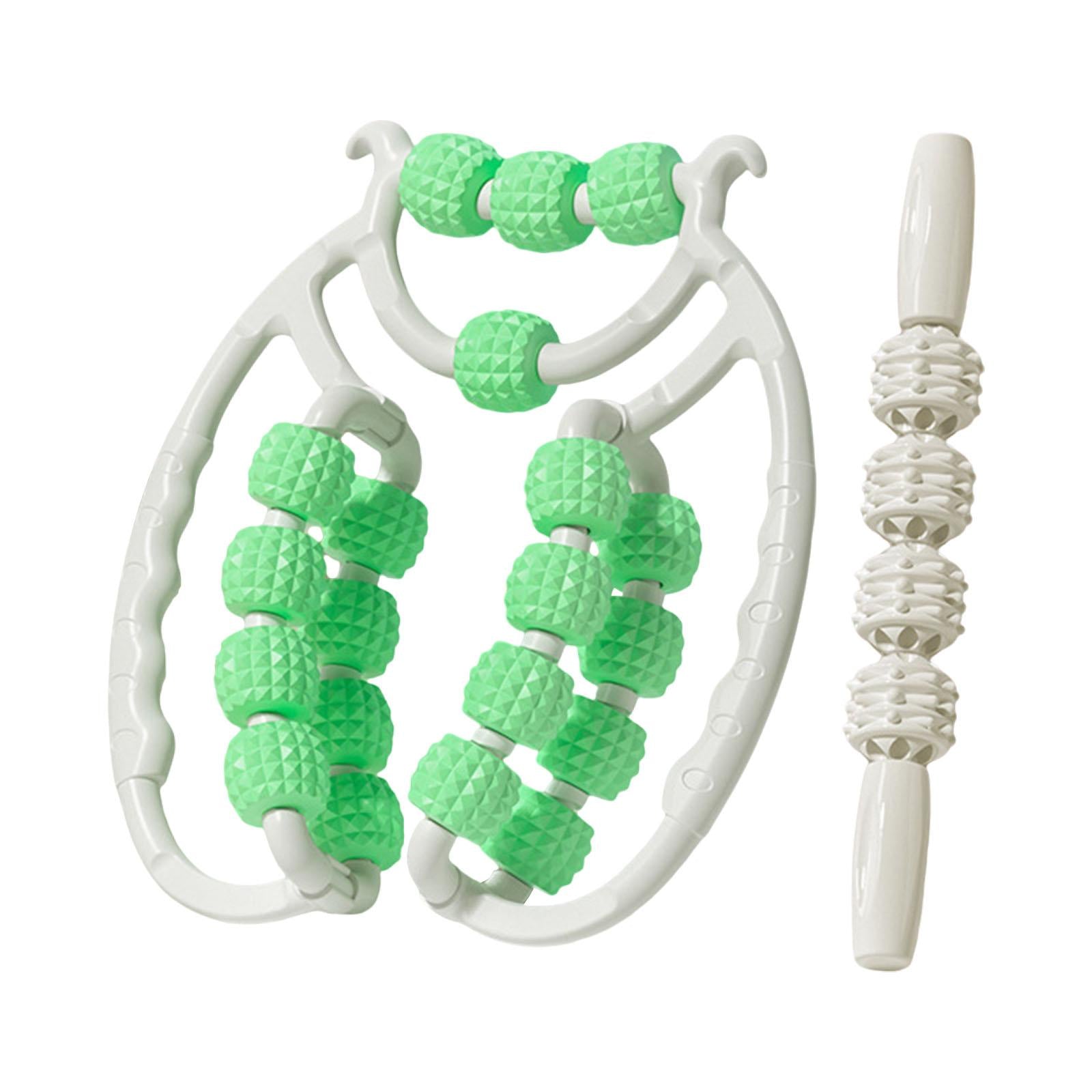 20 Wheels Massage Roller Travel Ergonomic Roller Massager for Arms Calf Hand Green