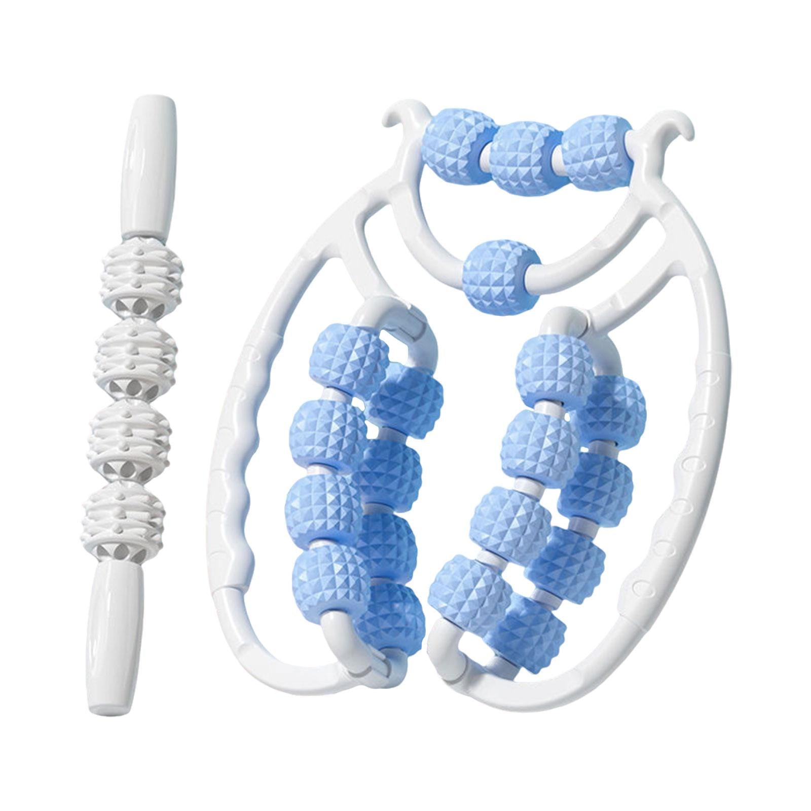 20 Wheels Massage Roller Travel Ergonomic Roller Massager for Arms Calf Hand Blue