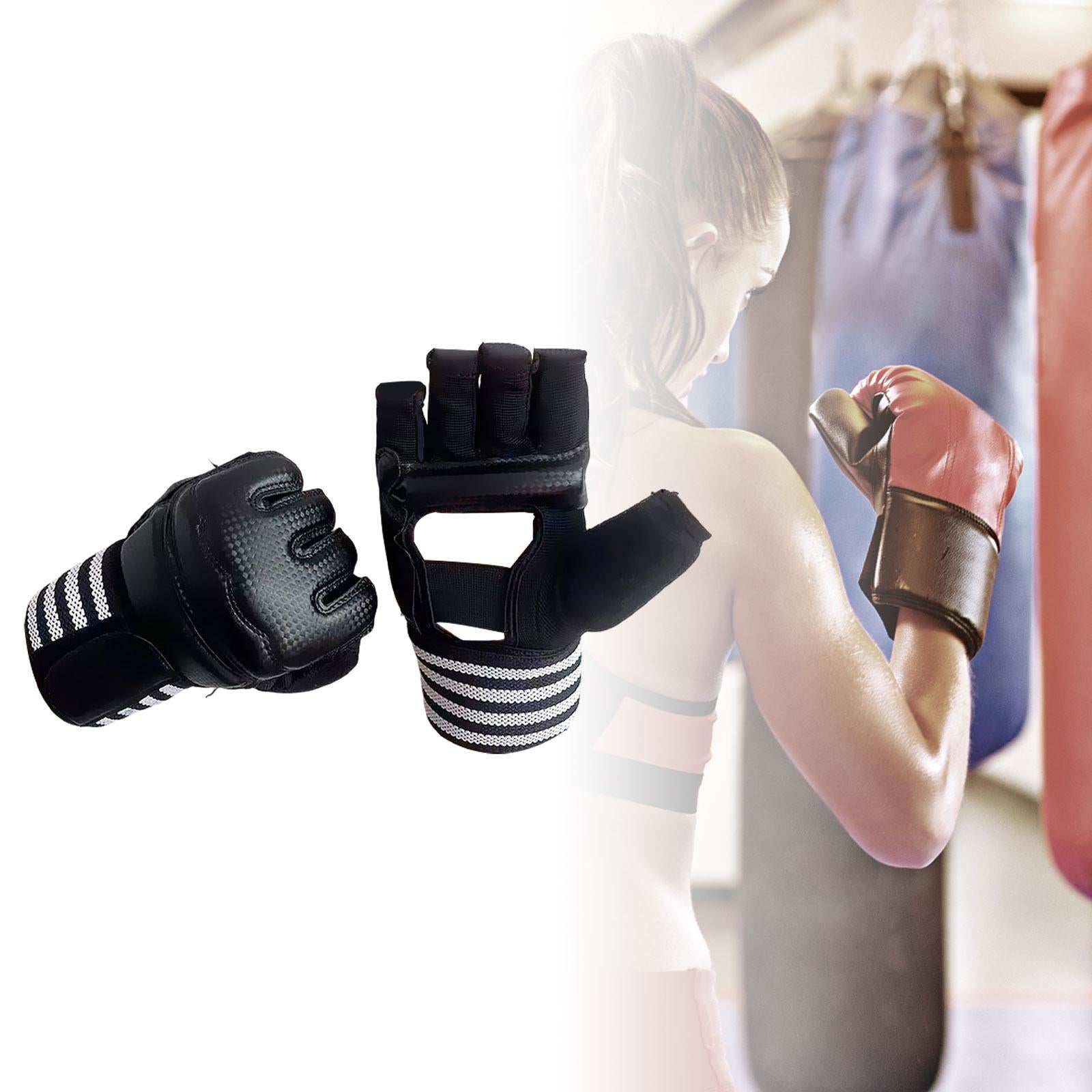 Boxing Hand Wraps Inner Gloves Soft Under Mitts for Sparring Sanda Taekwondo Black XXL