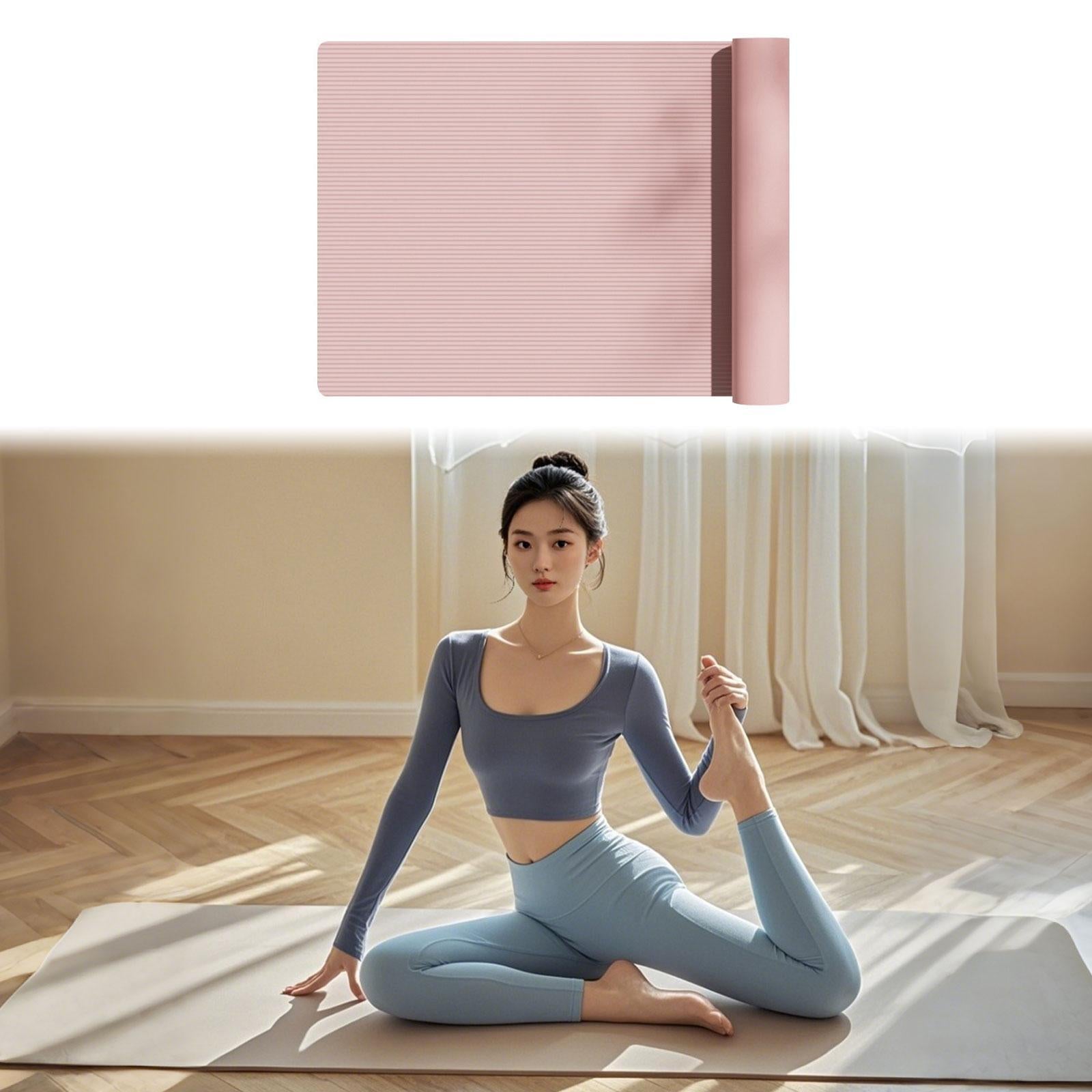 Yoga Mat 10 Mm Gym Non Slip Fitness Mat for Meditation Women Stretching Pink