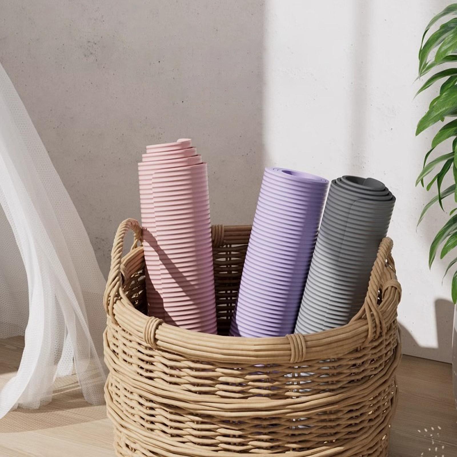 Yoga Mat 10 Mm Gym Non Slip Fitness Mat for Meditation Women Stretching Purple