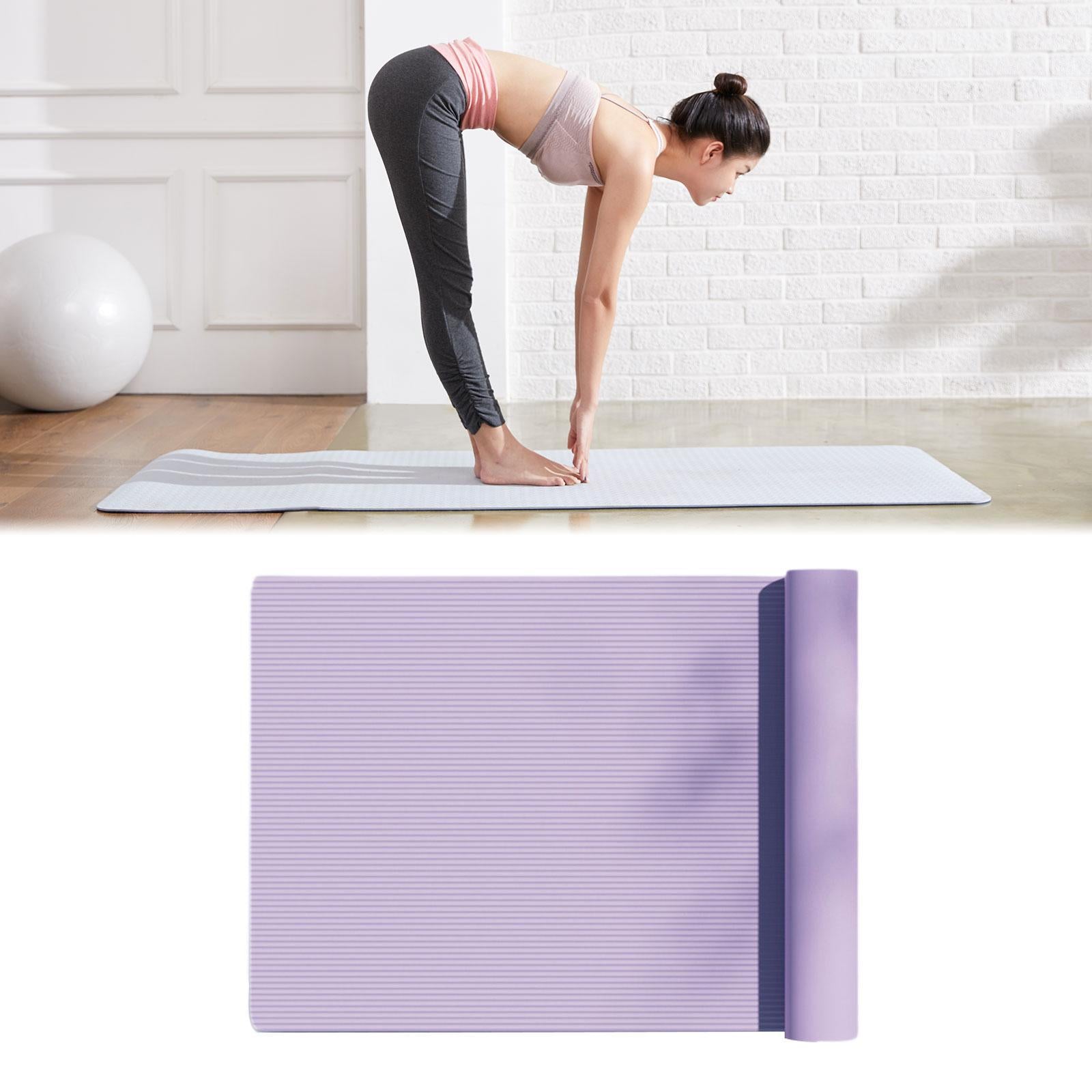 Yoga Mat 10 Mm Gym Non Slip Fitness Mat for Meditation Women Stretching Purple