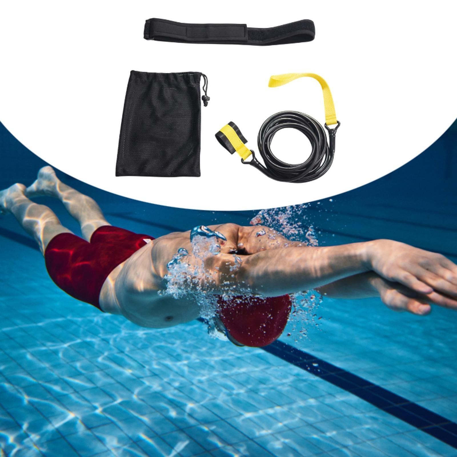 Swim Resistance Belt Swim Training Leash Professional Portable Swimming Belt Small Pull 4m Yellow