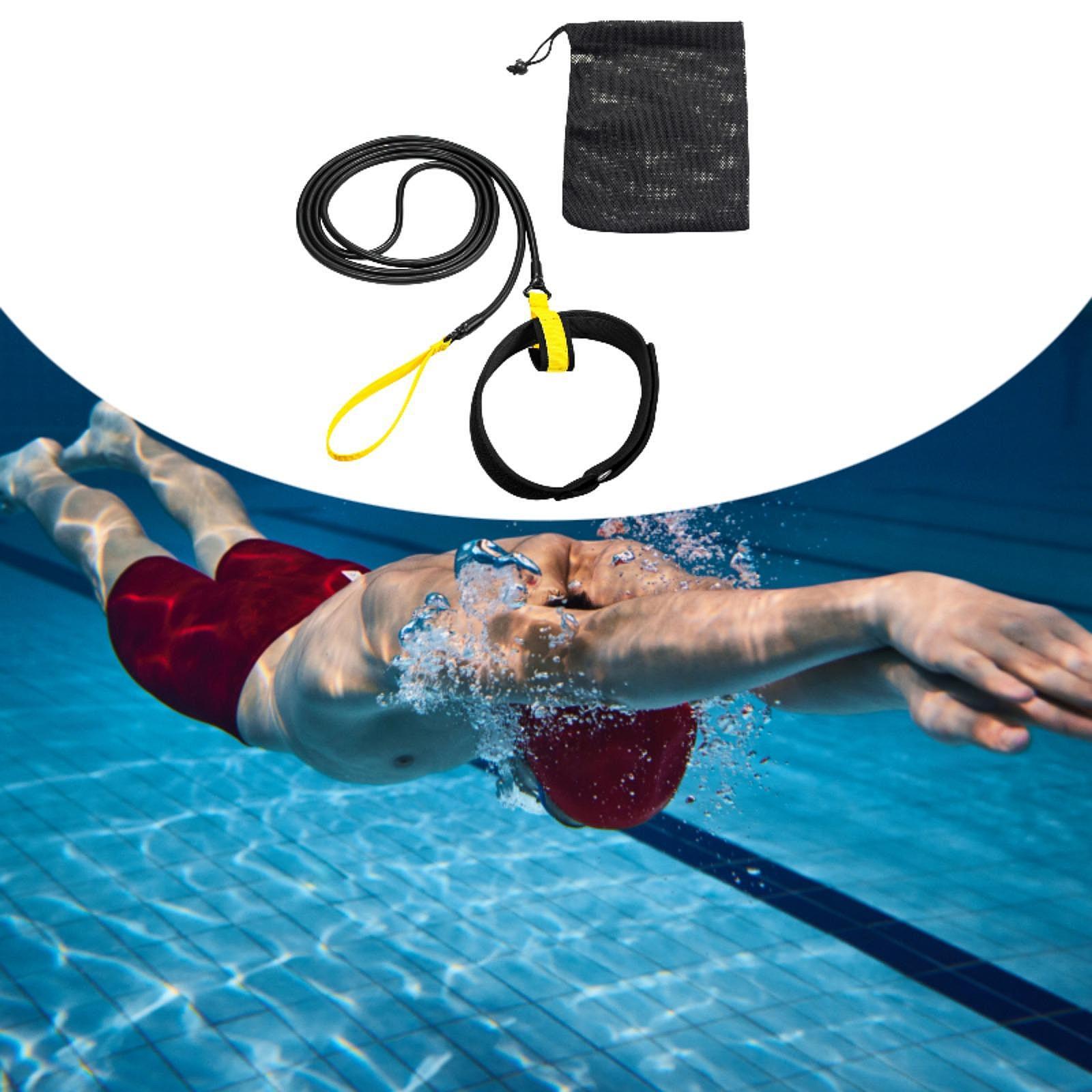 Swim Resistance Belt Swim Training Leash Professional Portable Swimming Belt Medium Pull 6mYellow