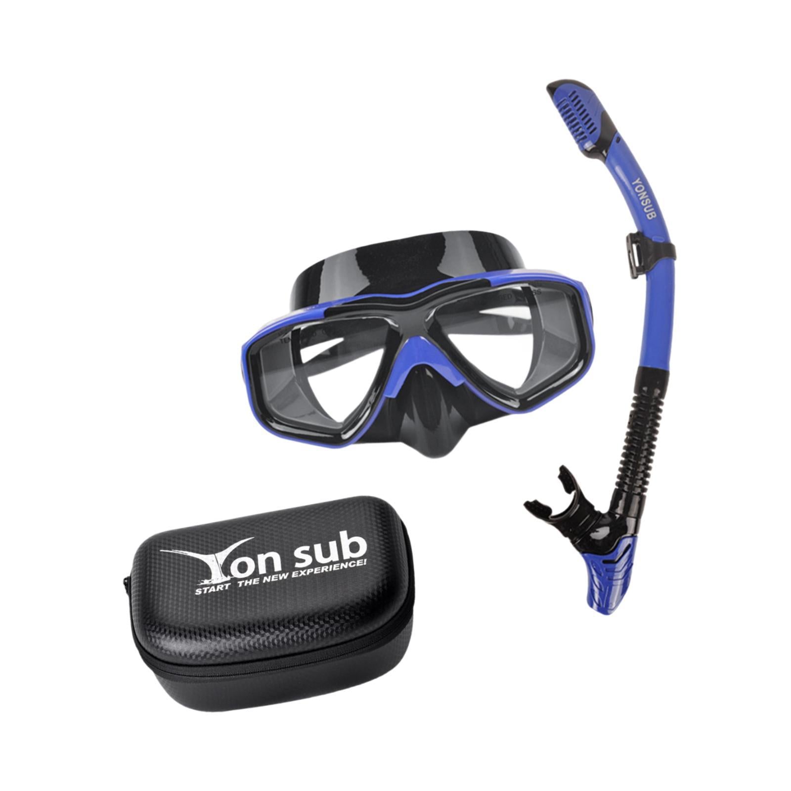 Snorkel Set Scuba Diving Mask Portable Adjustable Snorkeling Gear for Adults Blue