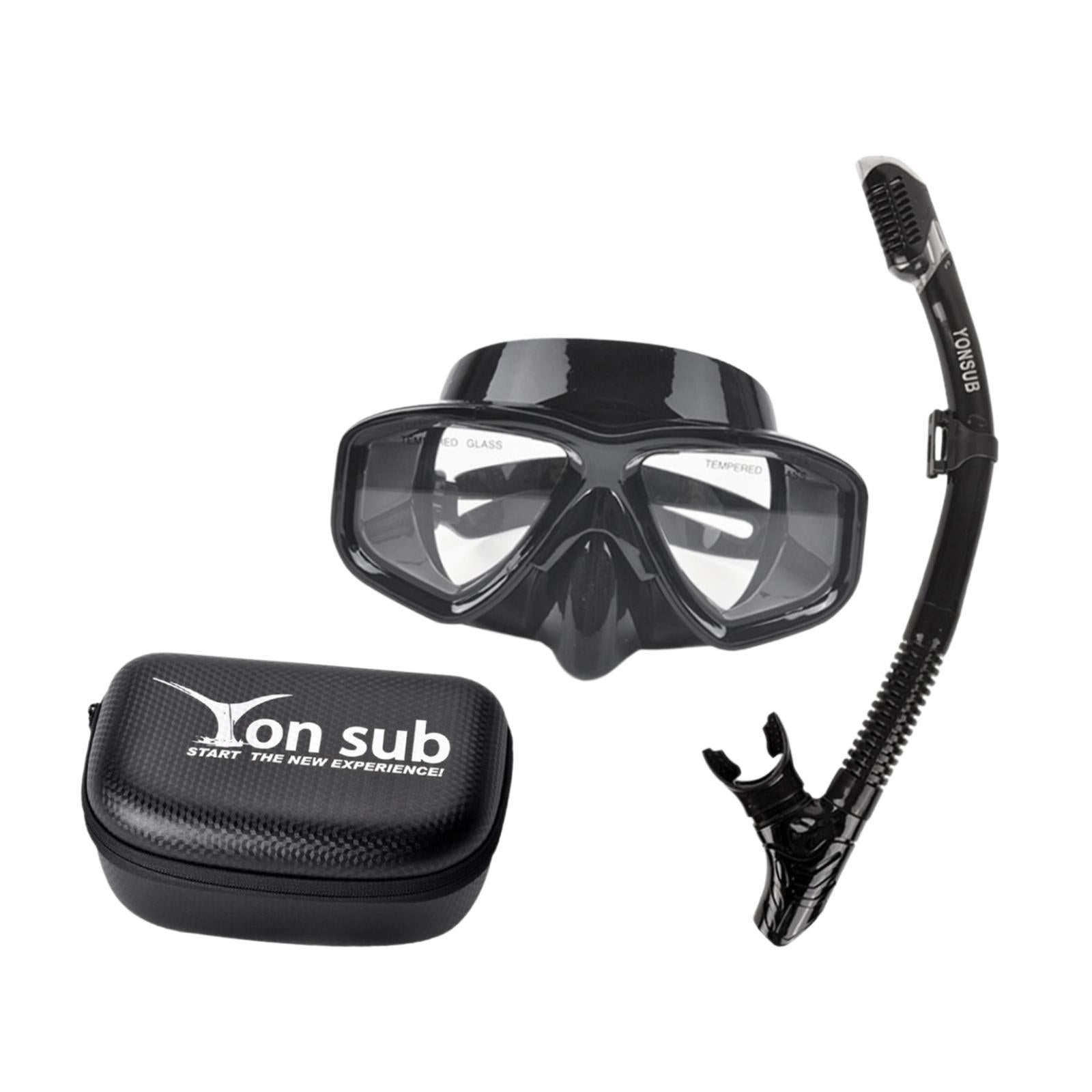 Snorkel Set Scuba Diving Mask Portable Adjustable Snorkeling Gear for Adults Black