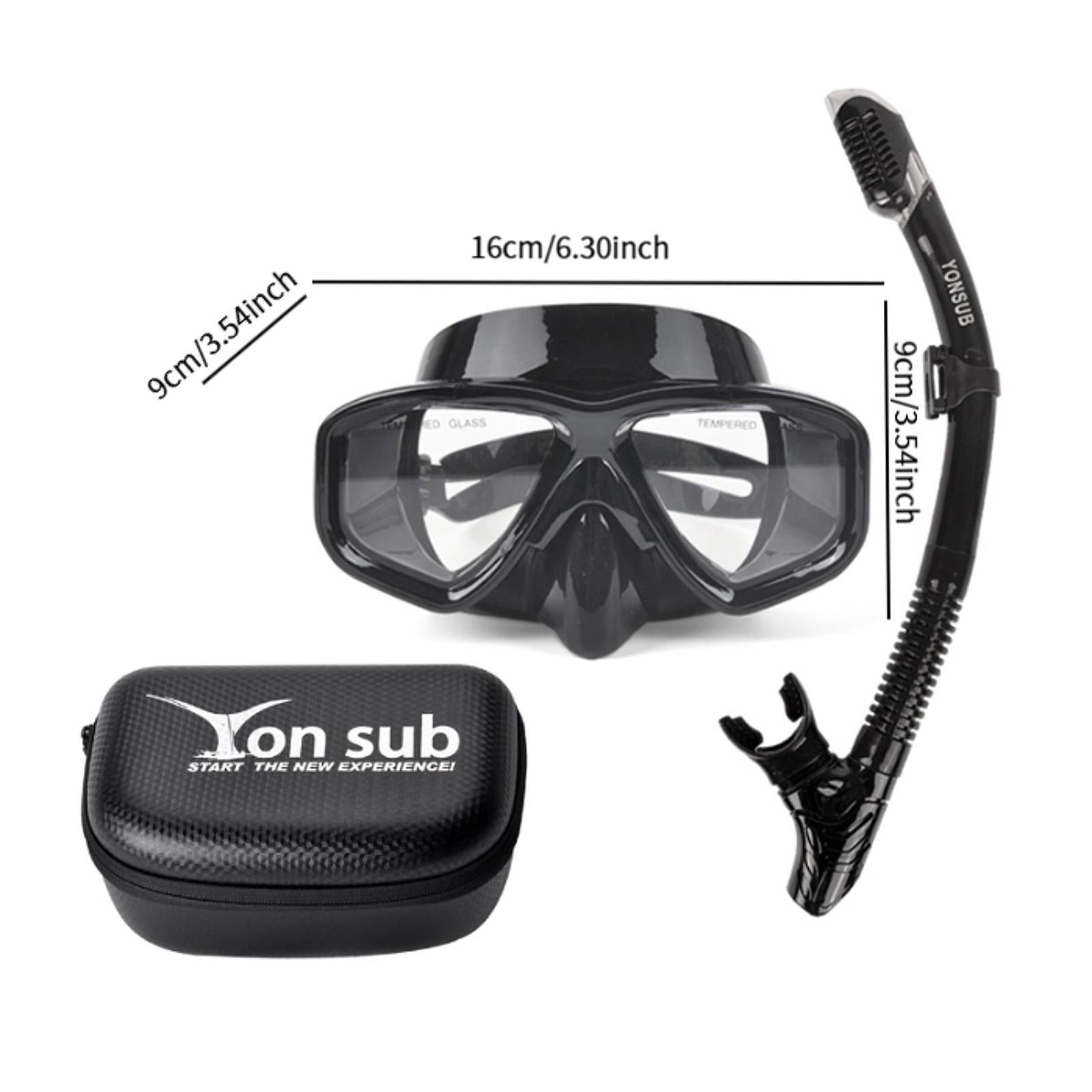 Snorkel Set Scuba Diving Mask Portable Adjustable Snorkeling Gear for Adults Black