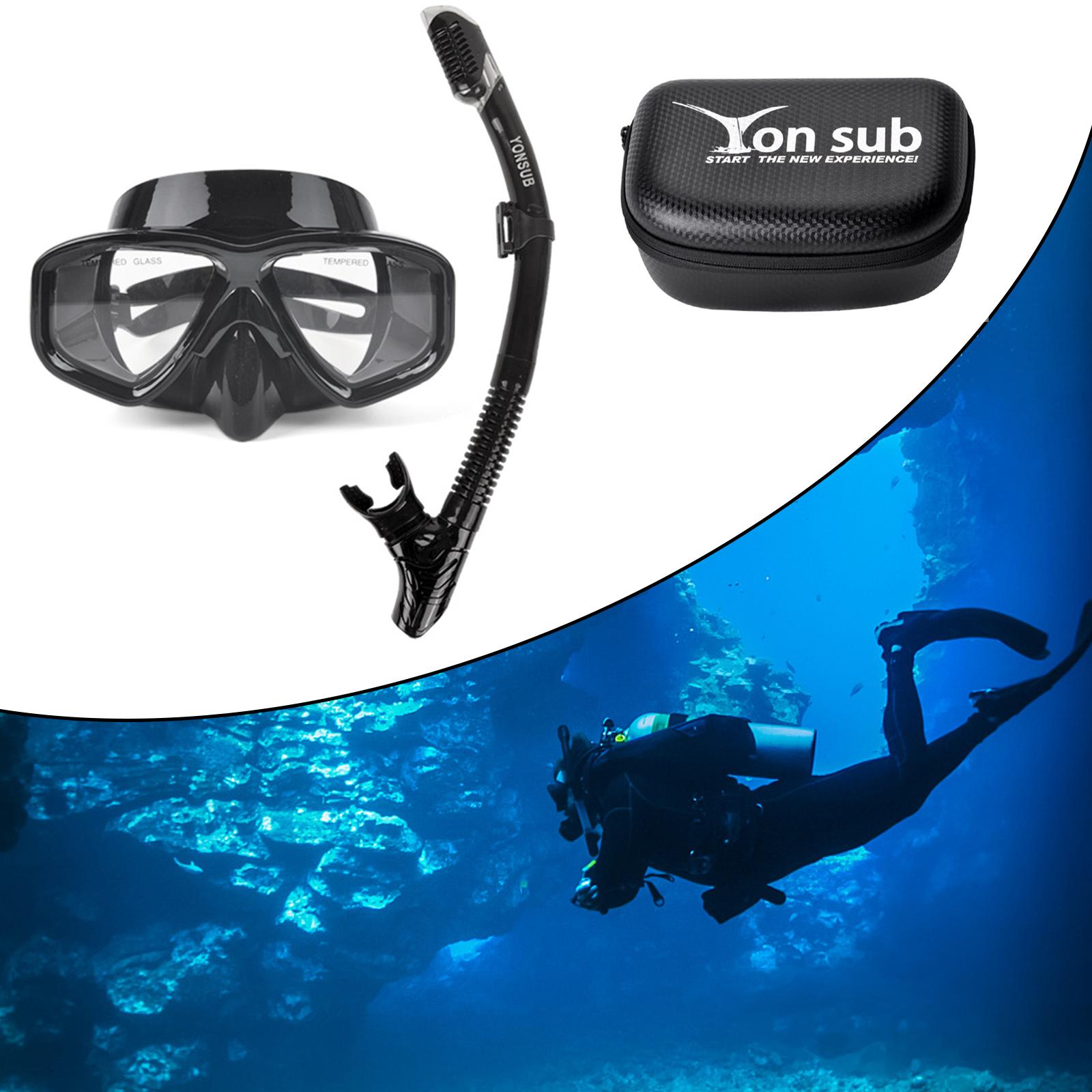 Snorkel Set Scuba Diving Mask Portable Adjustable Snorkeling Gear for Adults Black