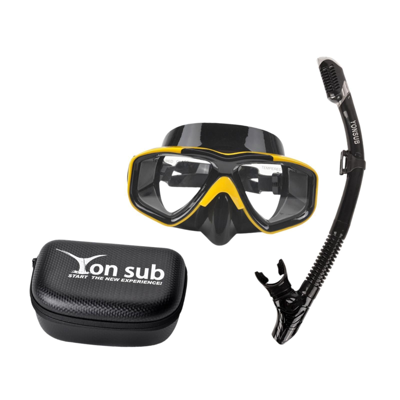 Snorkel Set Scuba Diving Mask Portable Adjustable Snorkeling Gear for Adults Yellow