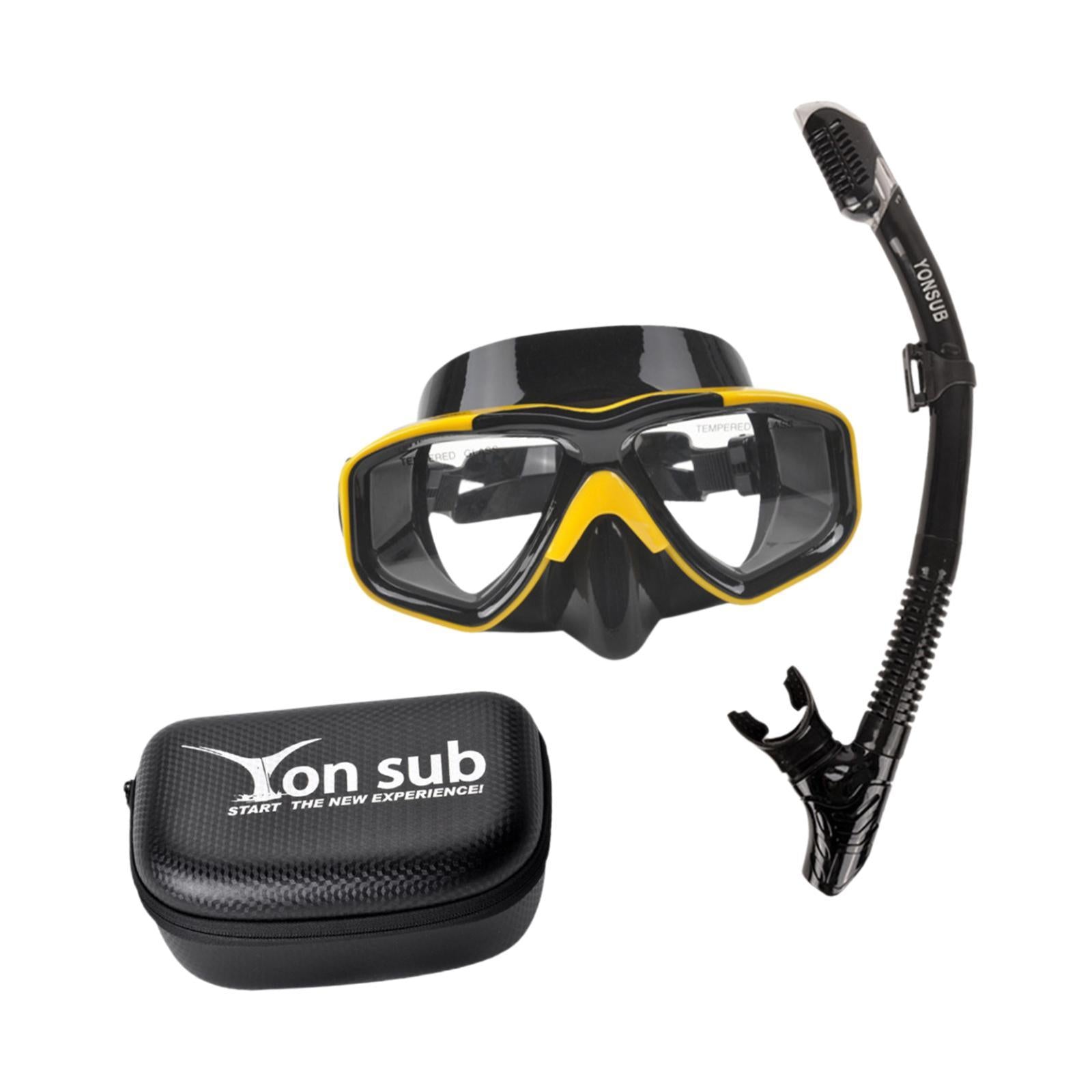 Snorkel Set Scuba Diving Mask Portable Adjustable Snorkeling Gear for Adults Yellow