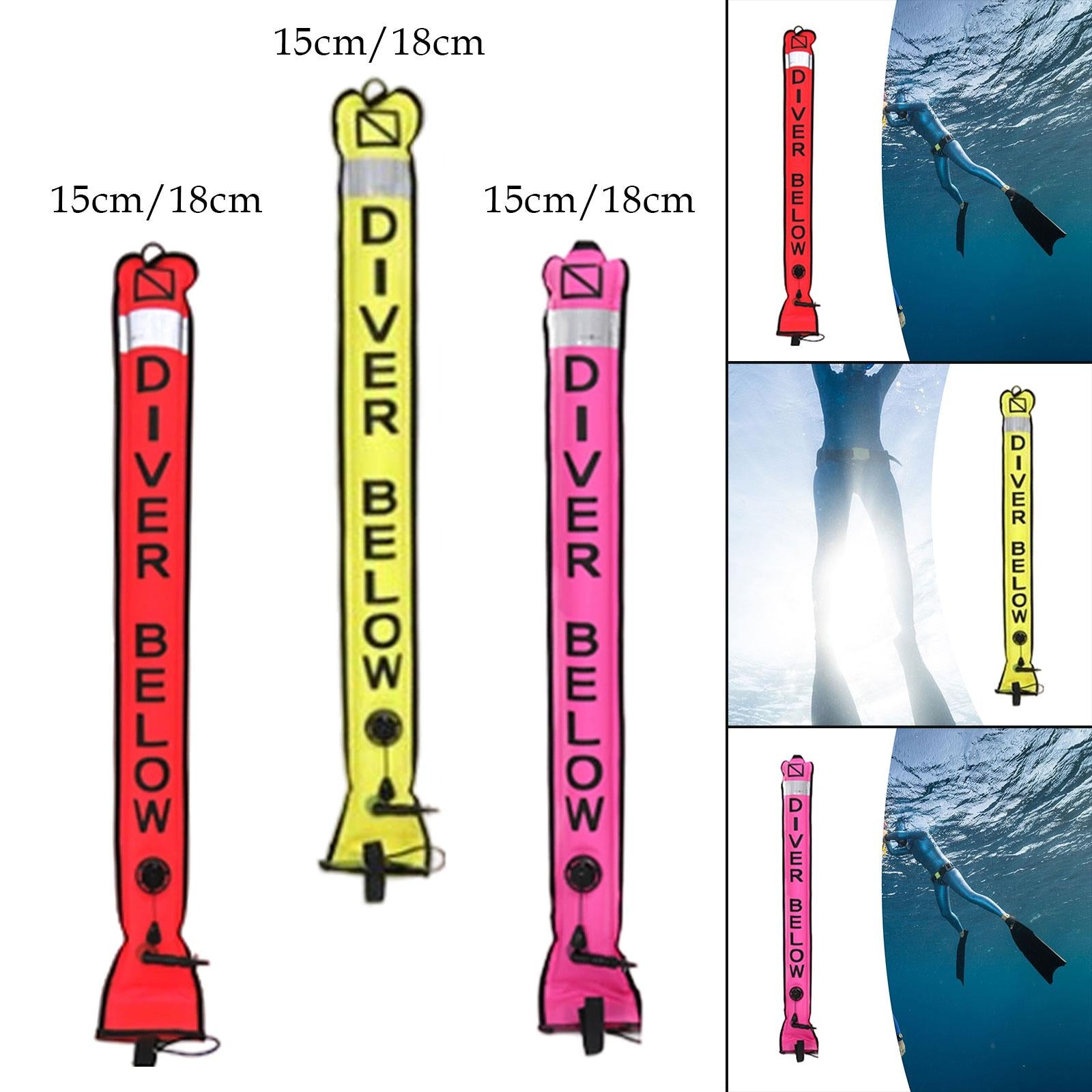 Diving Surface Marker Buoy High Visibility for Outdoor Snorkeling Underwater Red 120cmx15cm