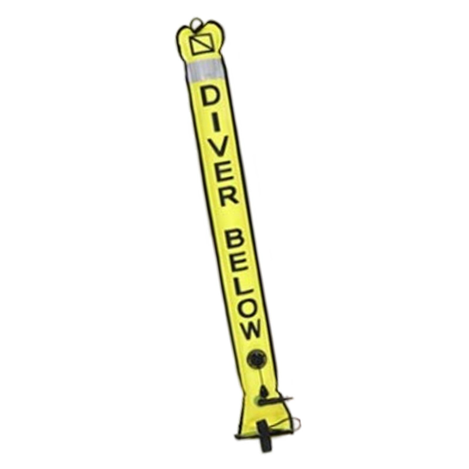 Diving Surface Marker Buoy High Visibility for Outdoor Snorkeling Underwater Yellow 120cmx15cm