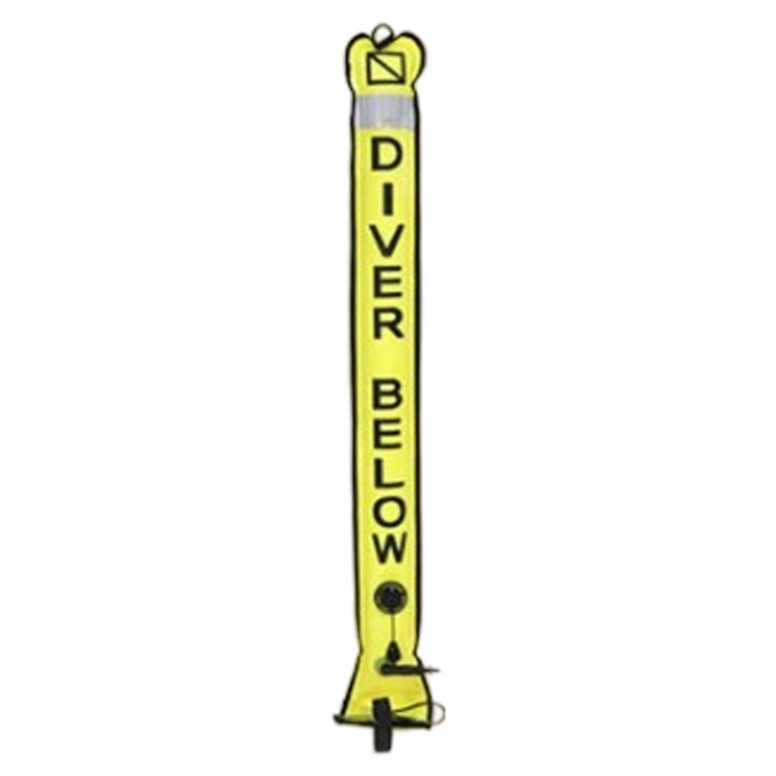 Diving Surface Marker Buoy High Visibility for Outdoor Snorkeling Underwater Yellow 120cmx15cm