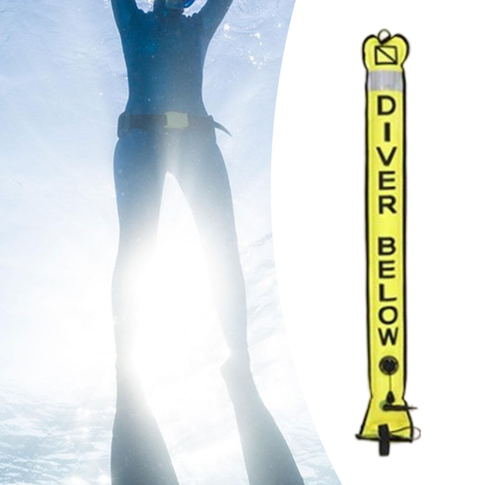 Diving Surface Marker Buoy High Visibility for Outdoor Snorkeling Underwater Yellow 120cmx15cm