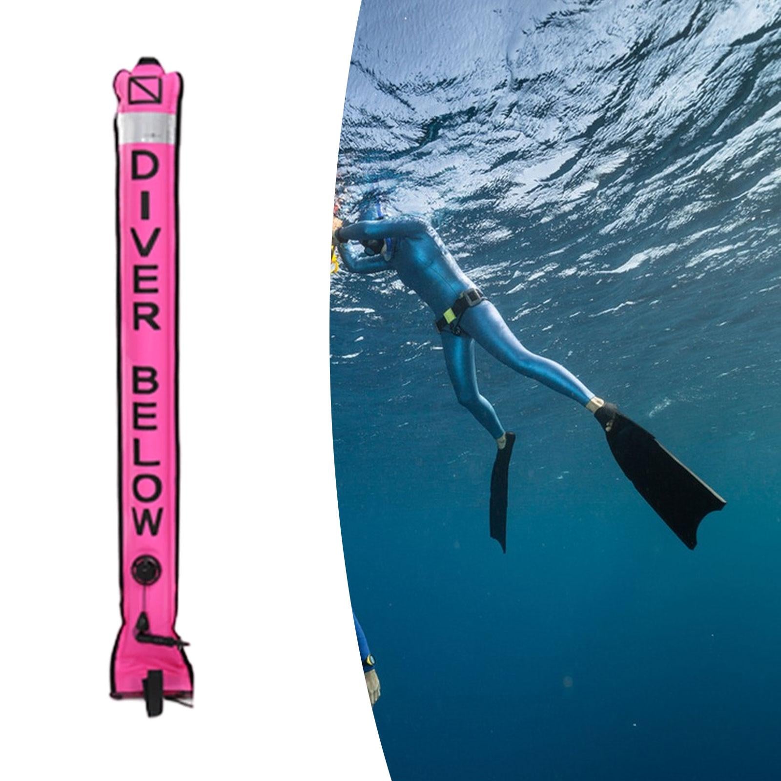 Diving Surface Marker Buoy High Visibility for Outdoor Snorkeling Underwater Pink 120cmx15cm