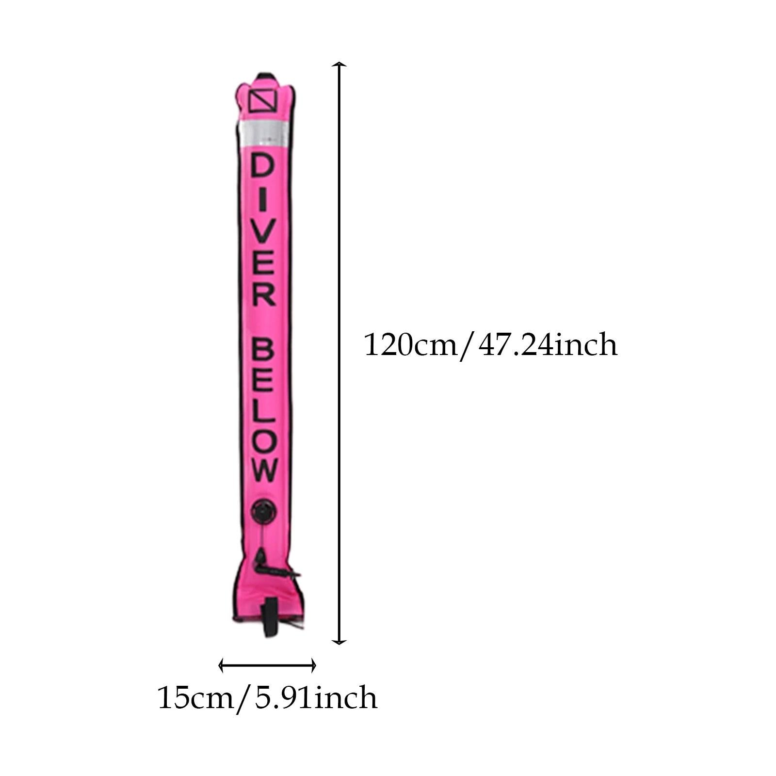 Diving Surface Marker Buoy High Visibility for Outdoor Snorkeling Underwater Pink 120cmx15cm