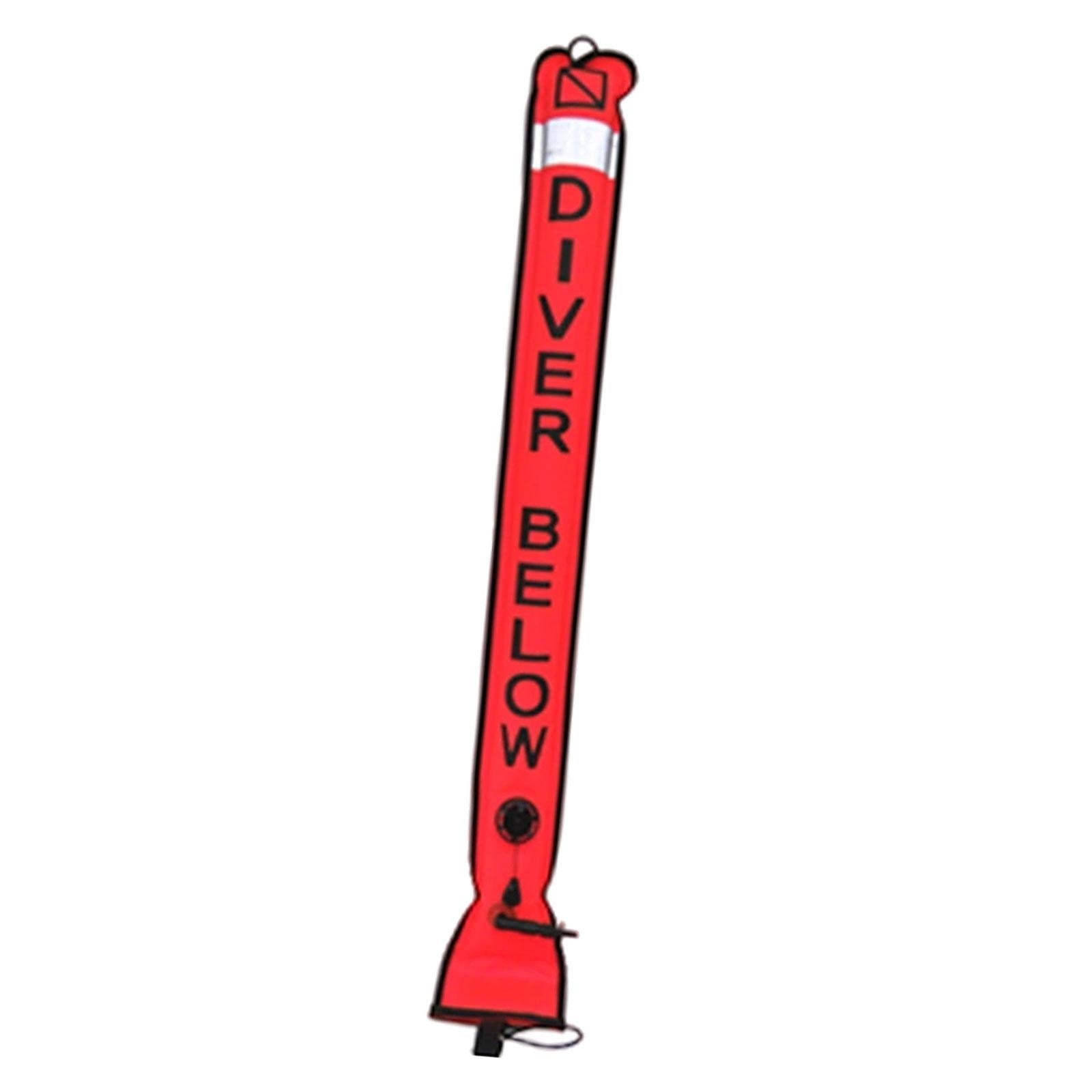 Diving Surface Marker Buoy High Visibility for Outdoor Snorkeling Underwater Red 120cmx18cm