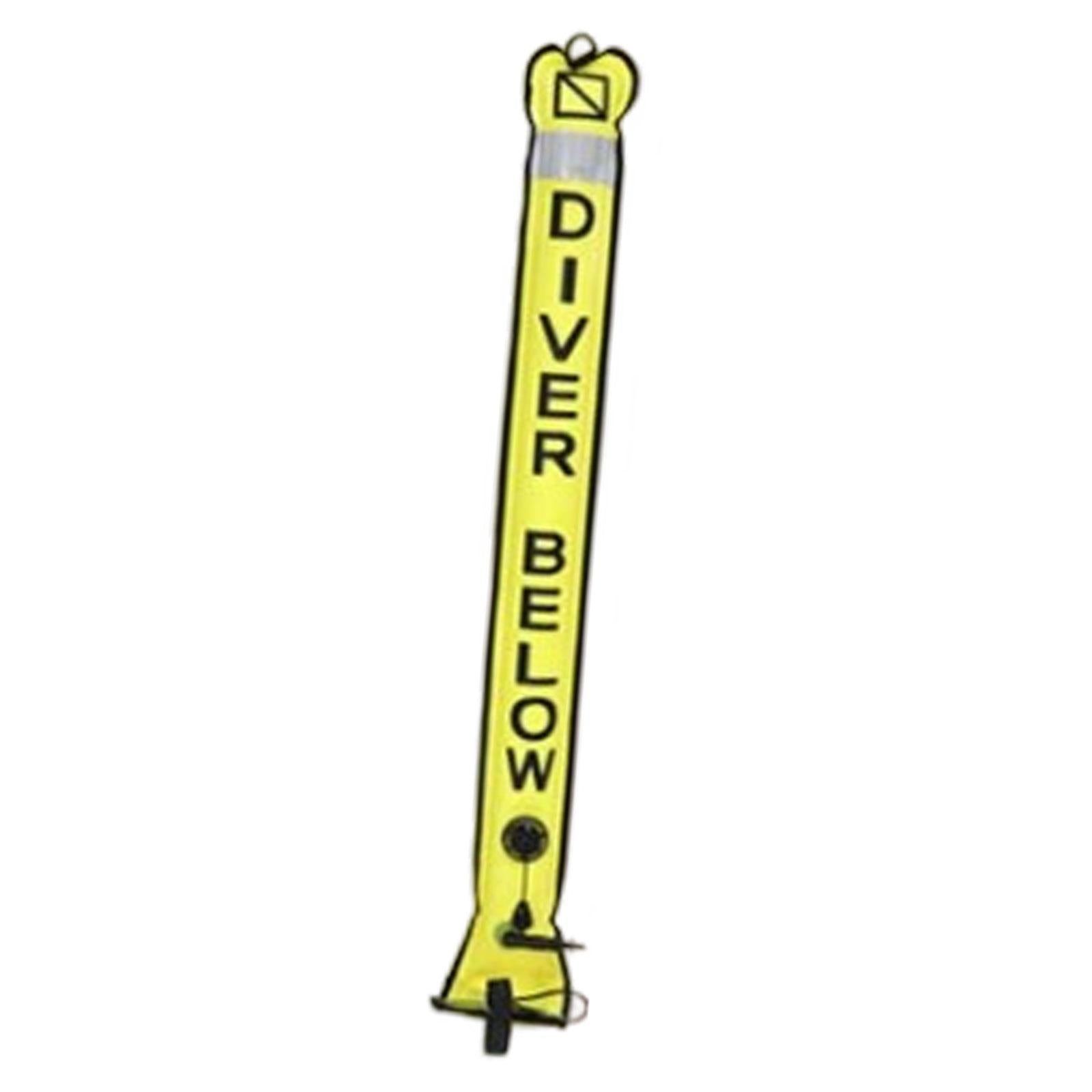 Diving Surface Marker Buoy High Visibility for Outdoor Snorkeling Underwater Yellow 120cmx18cm
