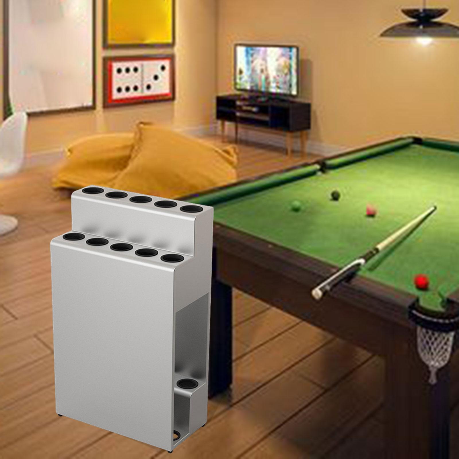 Pool Cue Holder Multifunction Decor Billiards Rack for Garage Outdoor Sports Silver