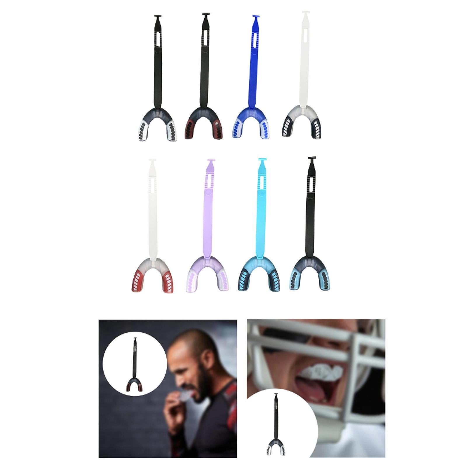 Sports Mouthguard with Strap EVA Gum Protector for Softball Taekwondo Hockey Black White