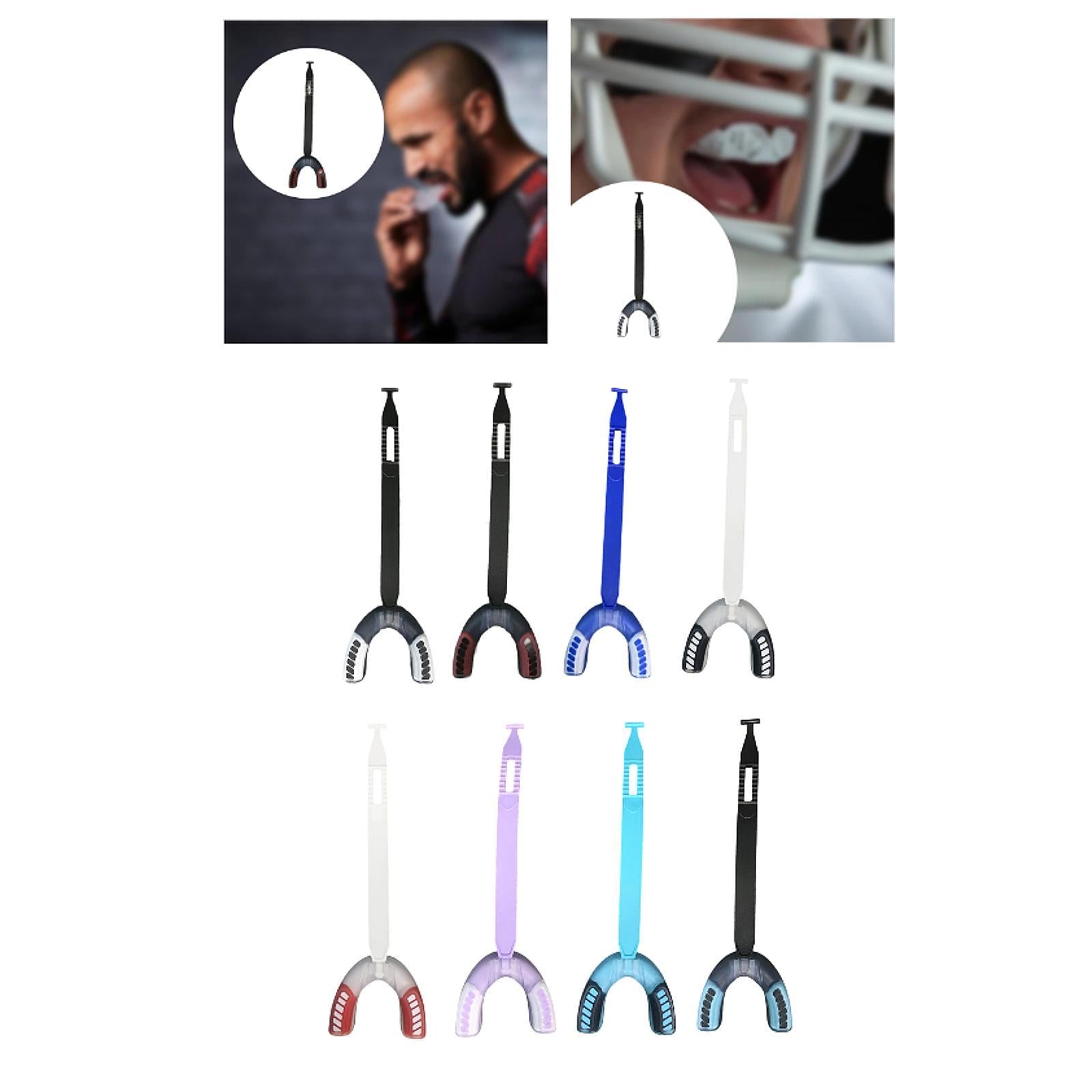 Sports Mouthguard with Strap EVA Gum Protector for Softball Taekwondo Hockey Black White