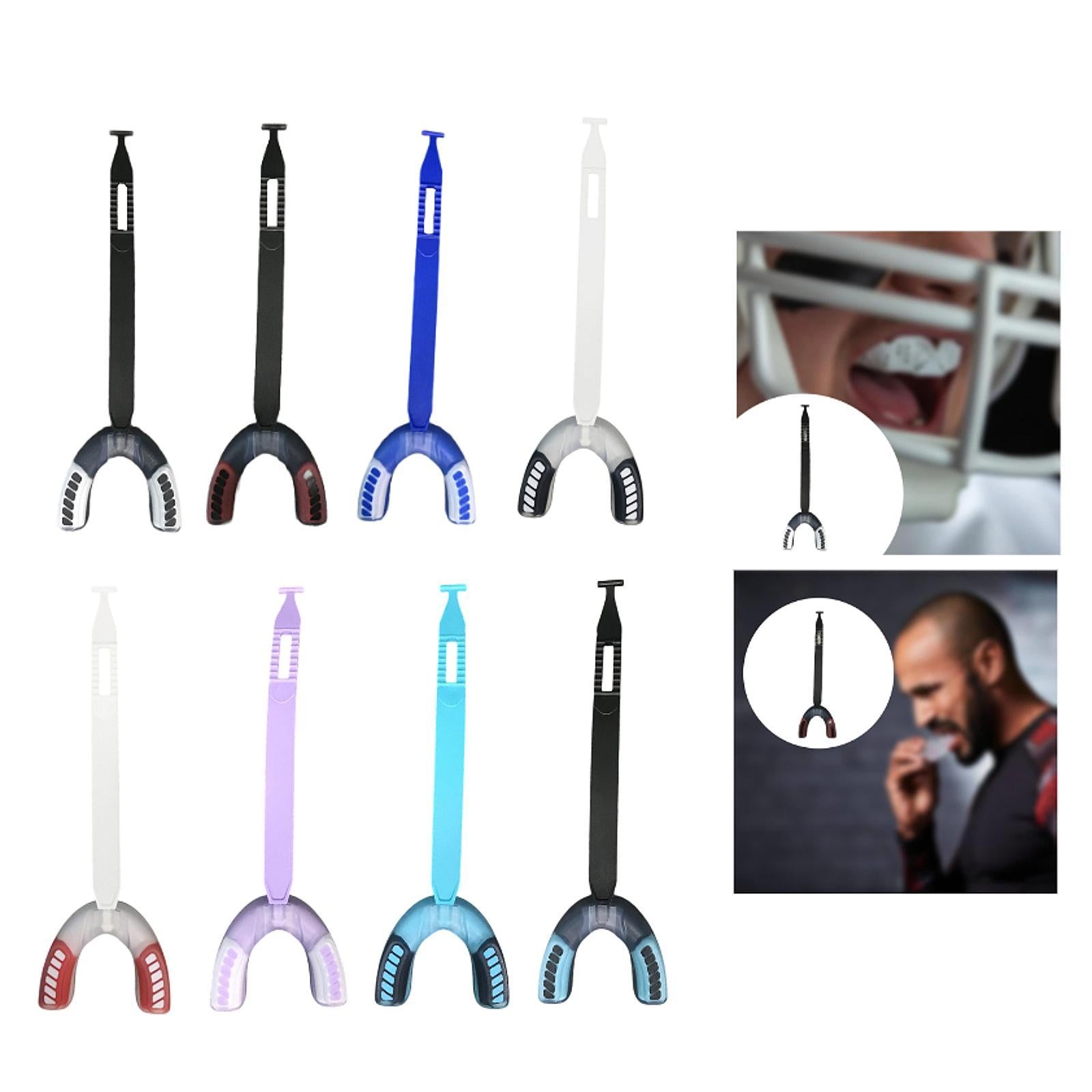 Sports Mouthguard with Strap EVA Gum Protector for Softball Taekwondo Hockey Black White