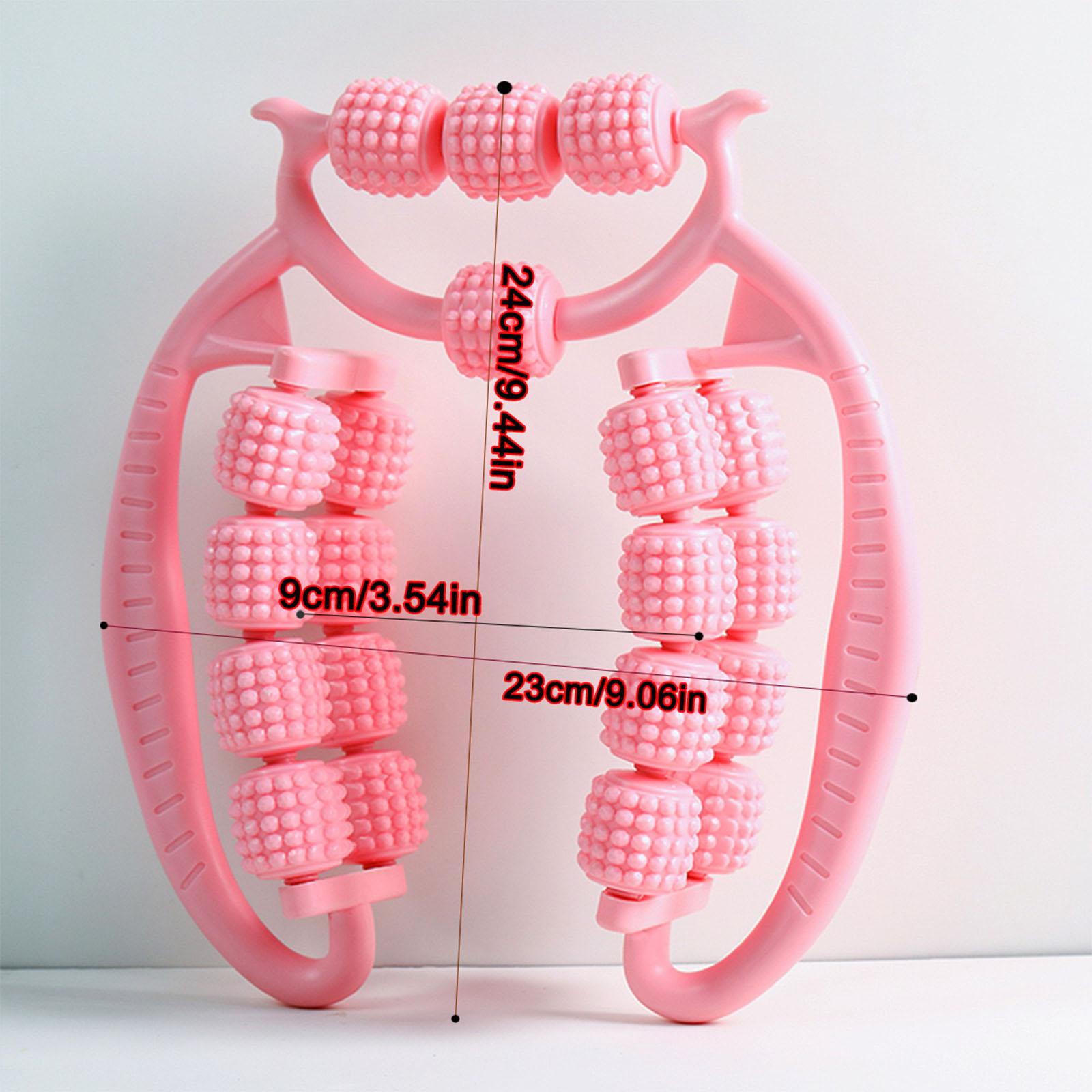 Massage Roller Press Points Portable 360 Degree Handheld for Legs Thigh Calf Pink