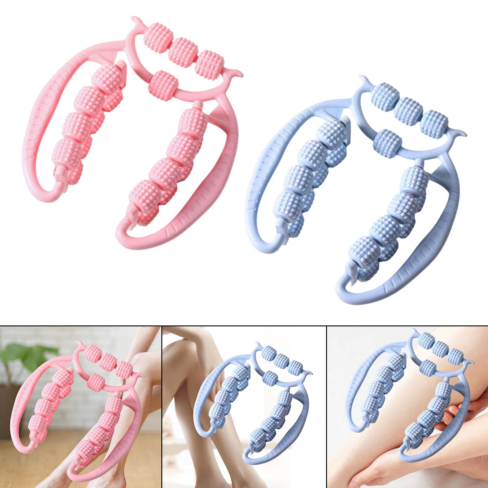 Massage Roller Press Points Portable 360 Degree Handheld for Legs Thigh Calf Pink