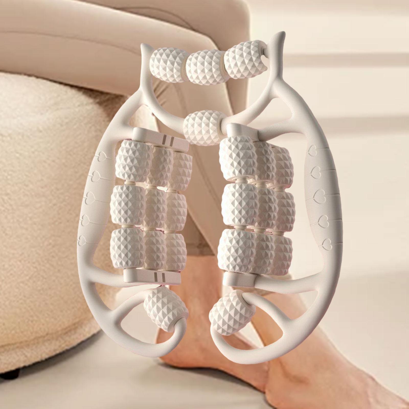 Hand Held Muscle Roller for Legs 24 Wheeled Massage Tool Equipment for Waist White