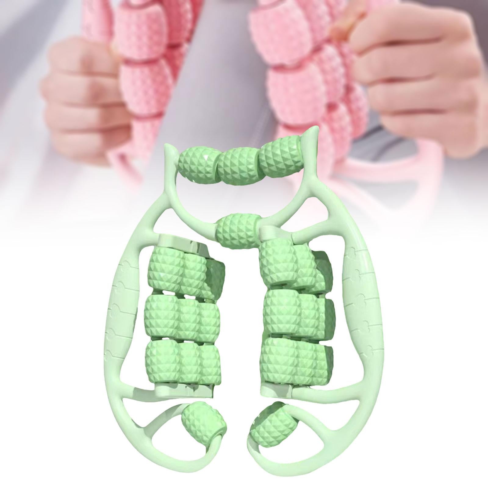 Hand Held Muscle Roller for Legs 24 Wheeled Massage Tool Equipment for Waist Green