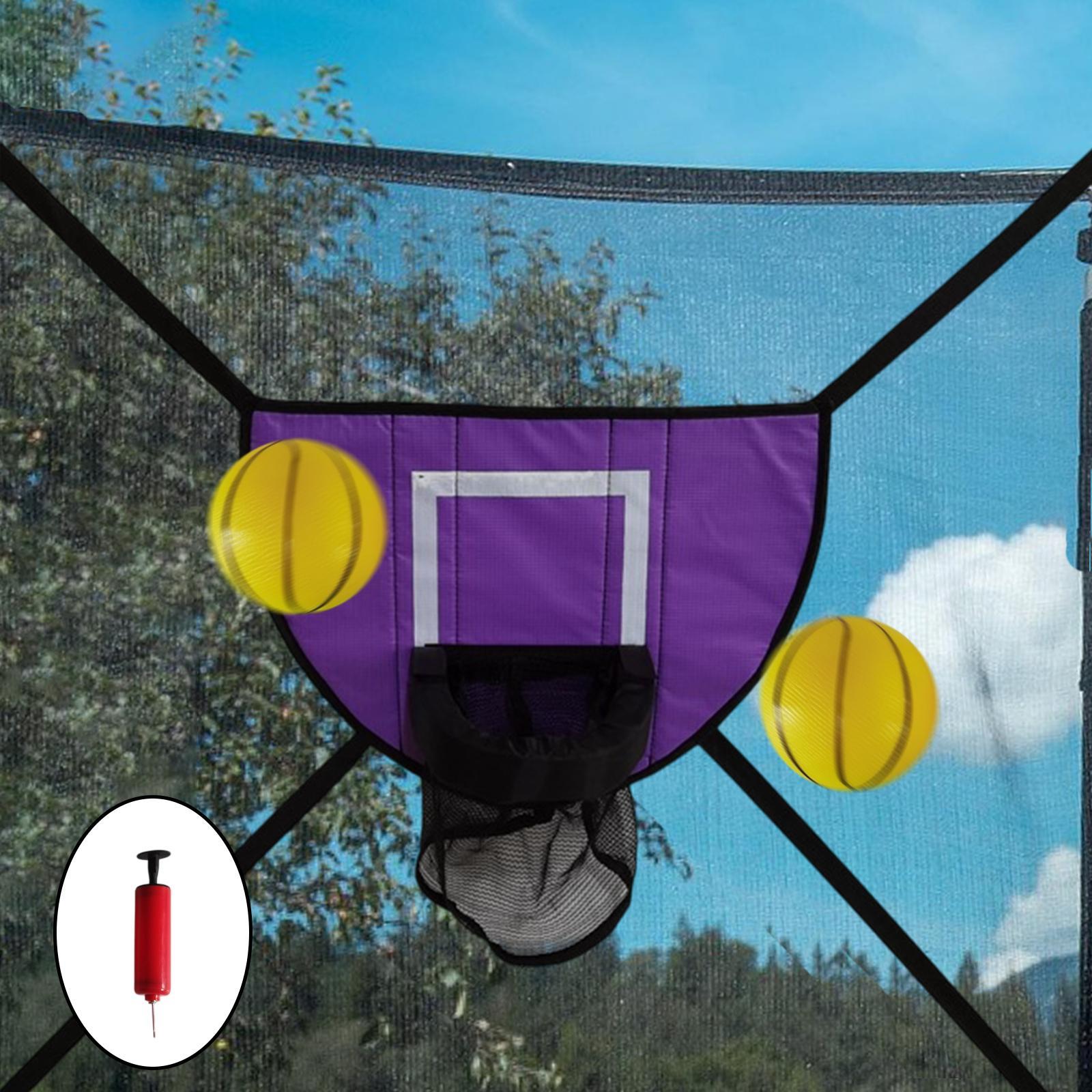 Basketball Hoop for Trampoline with Pump and 2 Mini Balls for Kids Backboard